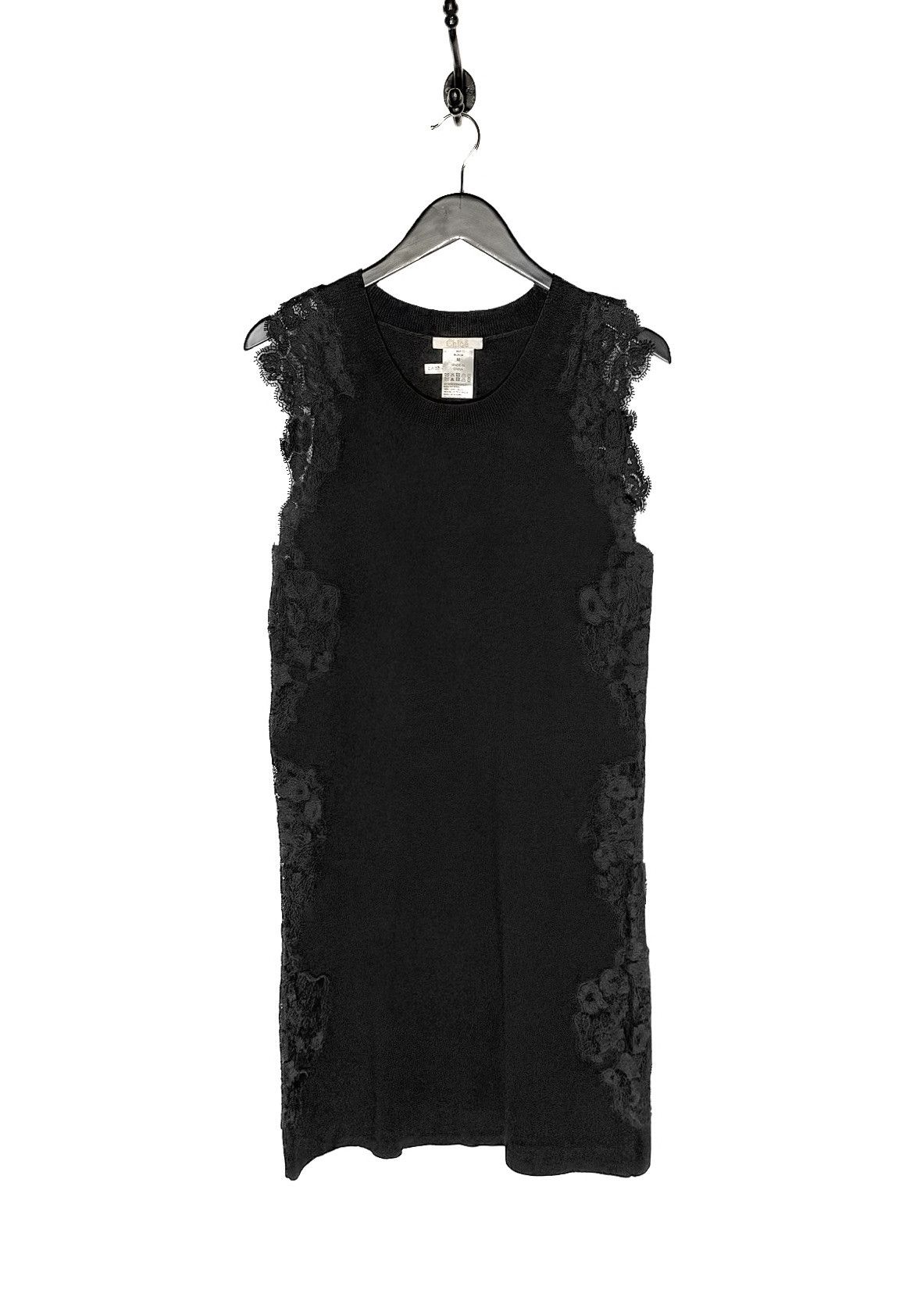 Chloe Chloé Black Wool Side Lace Insert Sleeveless Dress Size M / US 6-8 / IT 42-44 - 1 Thumbnail