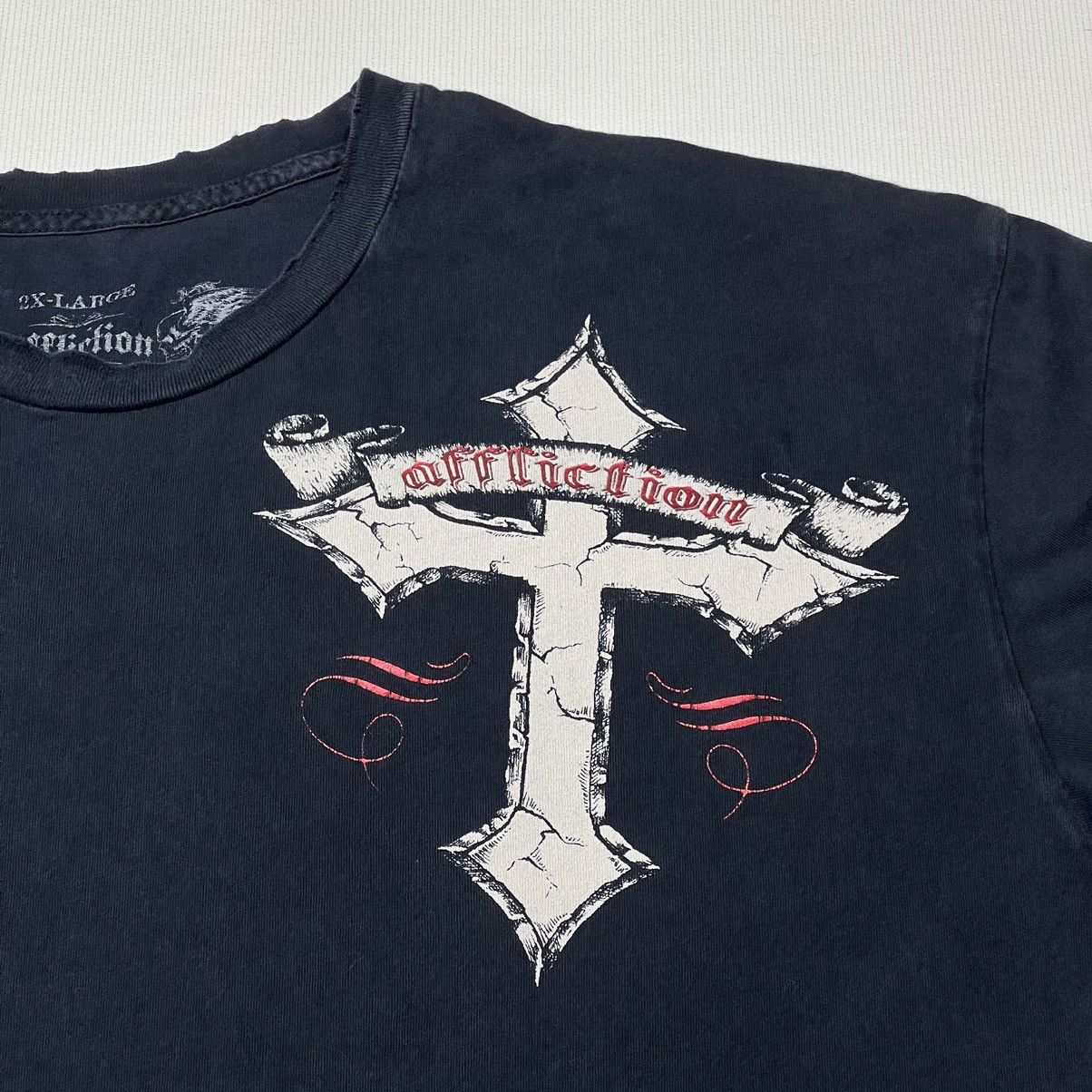 Affliction Affliction Tee Shirt Black Live Fast Skull Wings Cross Punk Size US XXL / EU 58 / 5 - 3 Thumbnail