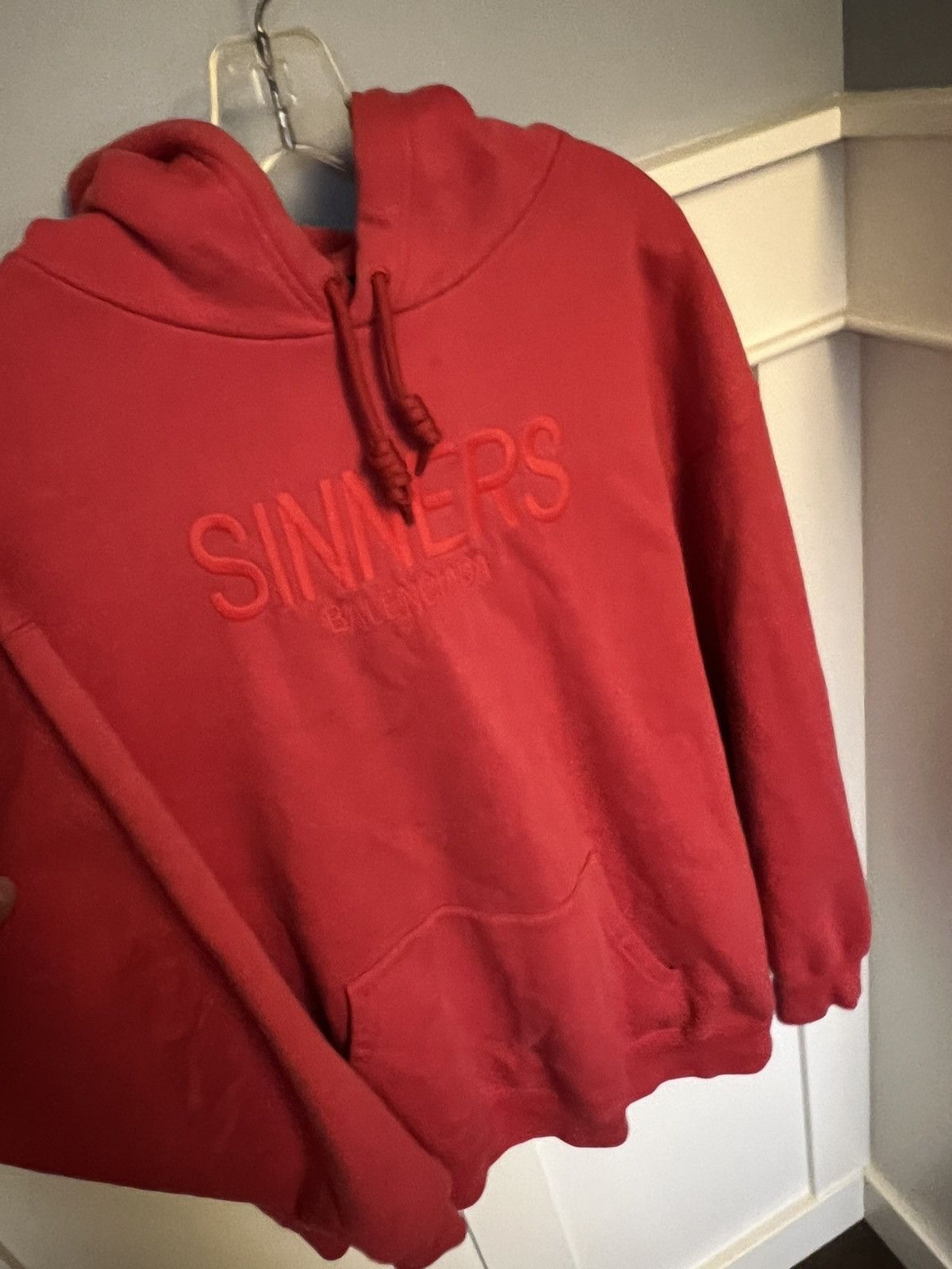 Balenciaga Balenciaga 017 SINNERS embroidered faded red pullover hoodie Size US L / EU 52-54 / 3 - 8 Thumbnail