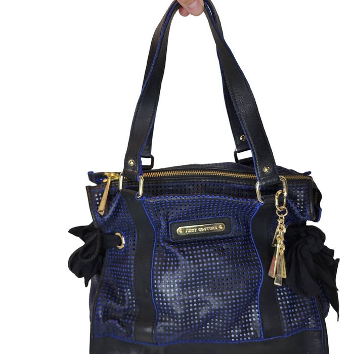 Juicy Couture Juicy Couture Blue & Black Suede Light Airy Shoulder Bag