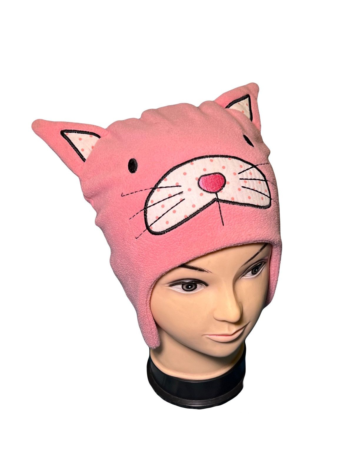 Japanese Brand Y2K Pink Cat Beanie Hat Fleese Cap Size ONE SIZE - 2 Thumbnail