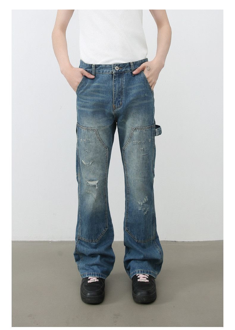 Japanese Brand American retro men's washed loose straight leg flared jeans Size US 32 / EU 48 - 1 Thumbnail