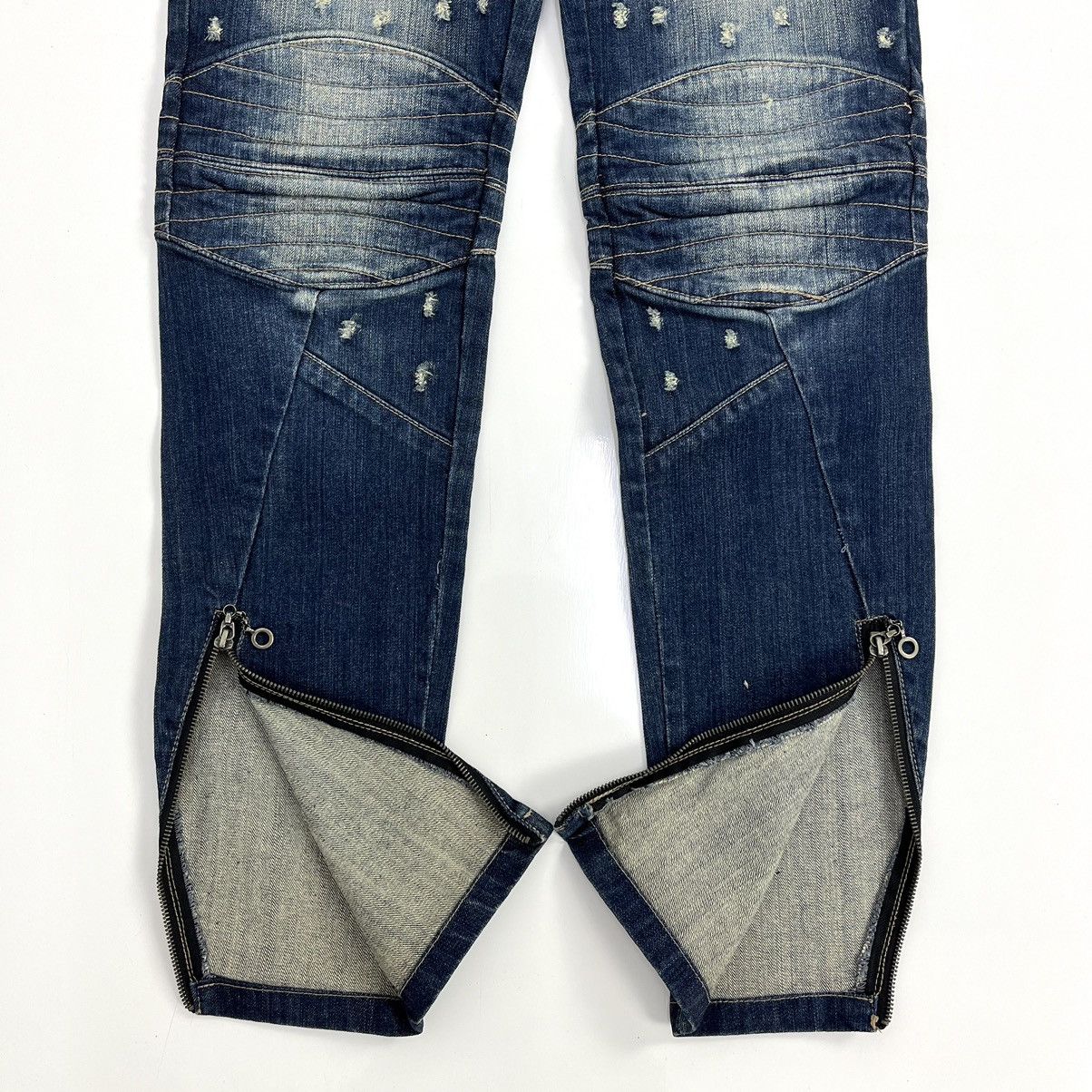 Hysteric Glamour × Japanese Brand × PPFM 2000s PPFM Bikers Multi Zipper Distressed Denim Jeans Size US 34 / EU 50 - 10 Thumbnail