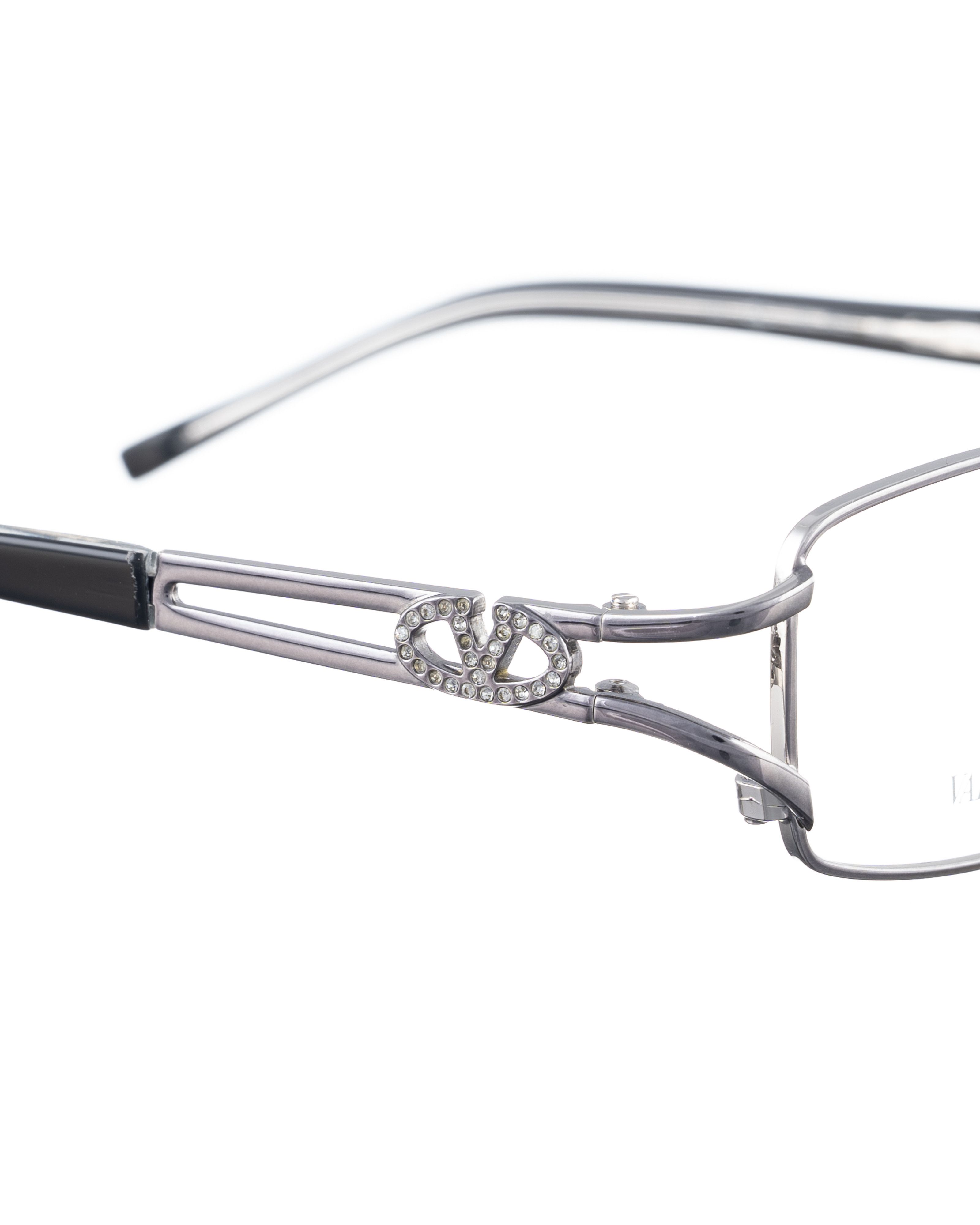 Valentino × Vintage Valentino 00s Dark Silver Metal Glasses with Gems Logo Size ONE SIZE - 3 Thumbnail