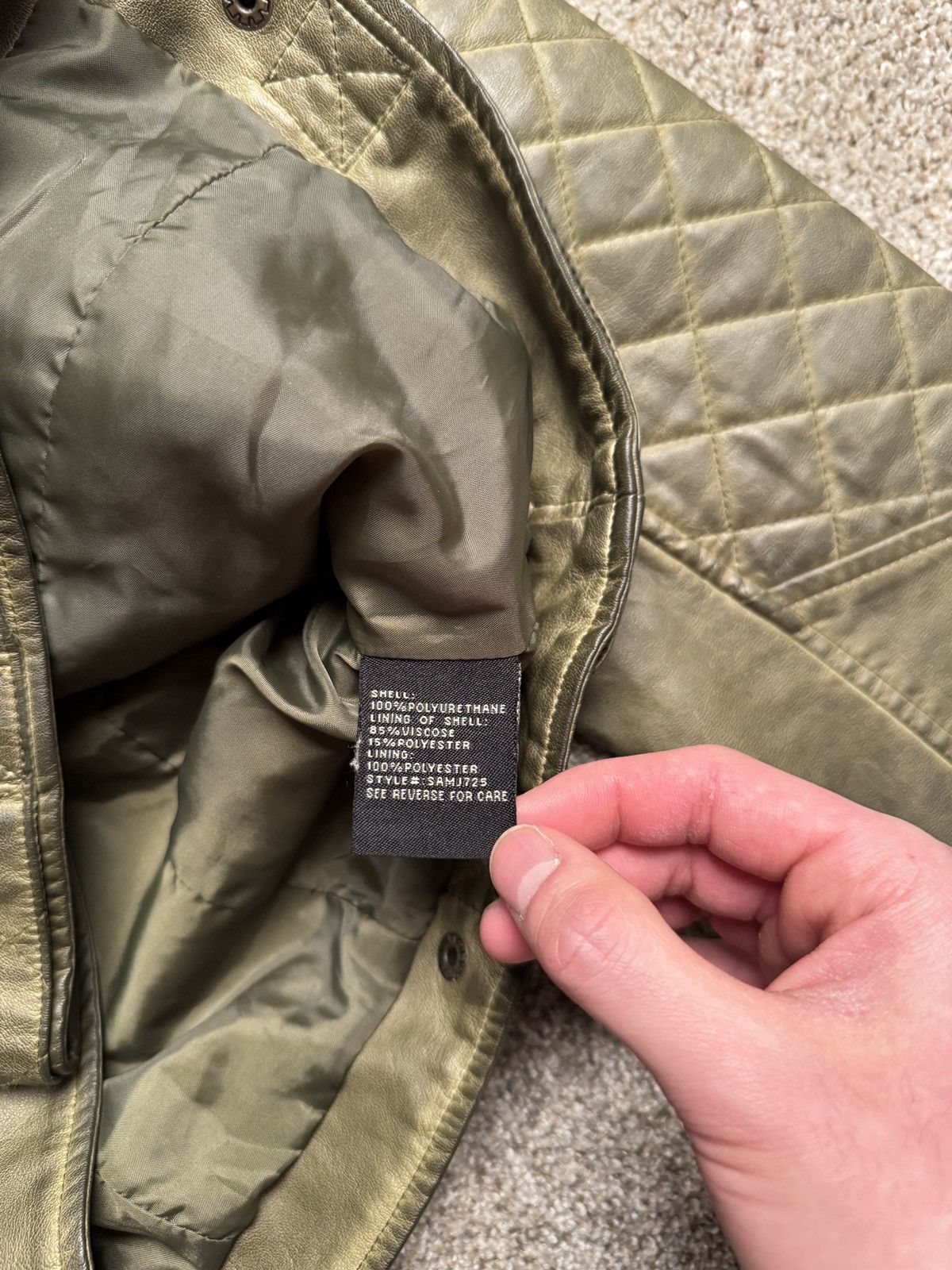 Blanc Noir BLANC NOIR OVERDYED FAUX LEATHER QUILTED MOTO JACKET Size L / US 10 / IT 46 - 4 Thumbnail