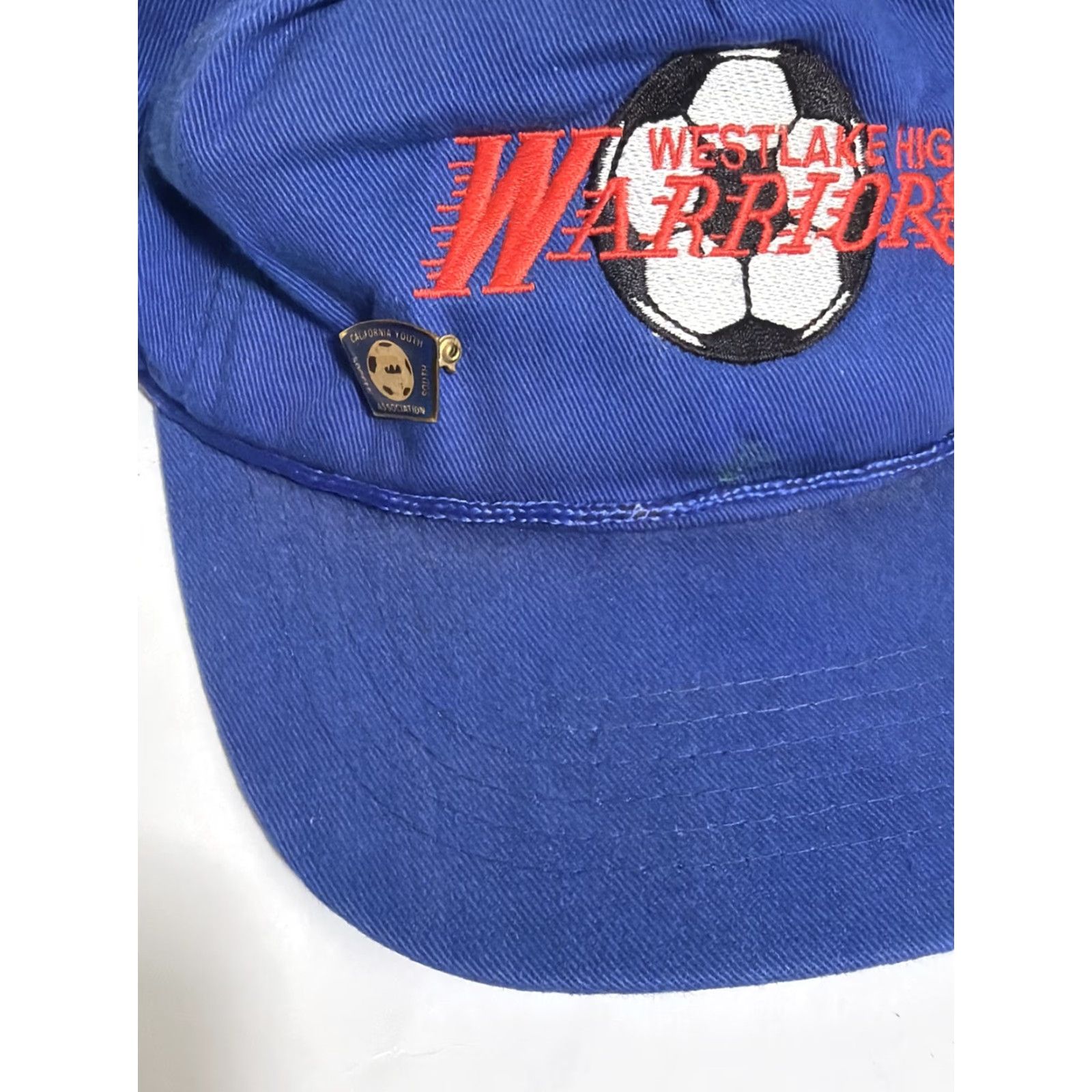 Vintage VINTAGE 90s Strapback Hat Li-tom Blue Orange Westlake High Warriors Crack Bill Soccer Men S Cap Accessories Size ONE SIZE - 5 Thumbnail