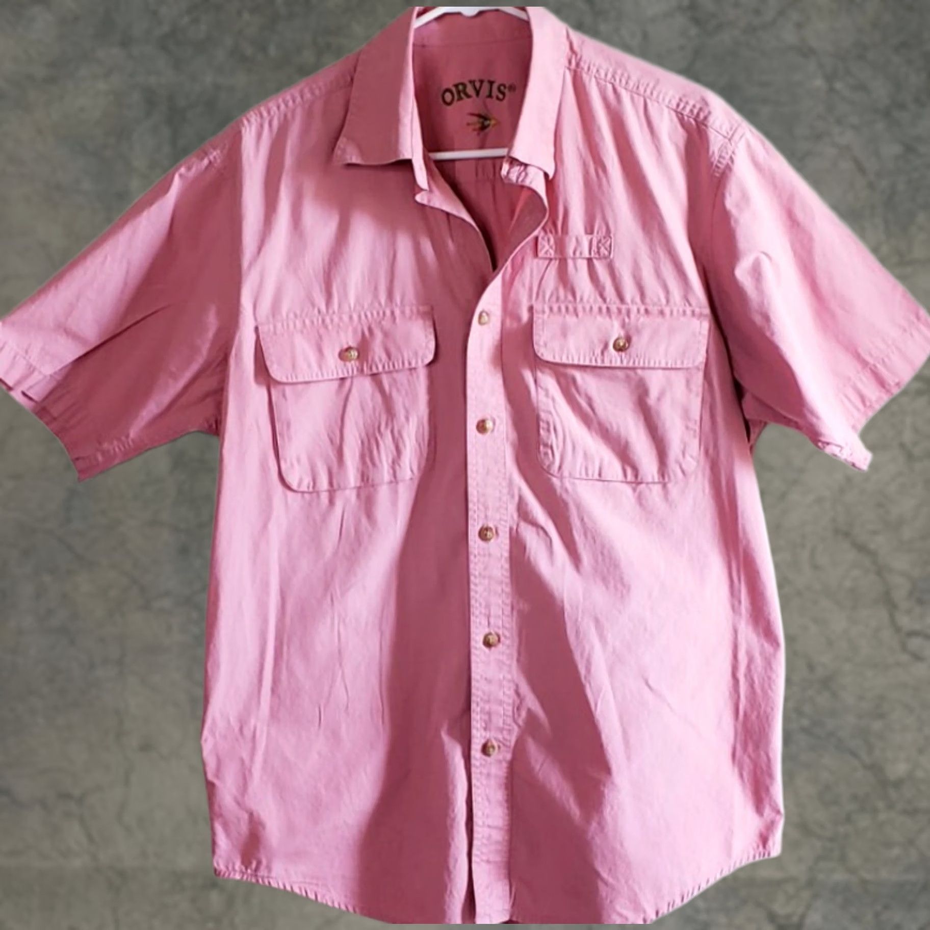 Orvis Orvis Men's Medium Pink Short Sleeve Button-Up Outdoors Fishing Shirt Pockets Size US M / EU 48-50 / 2 - 1 Thumbnail