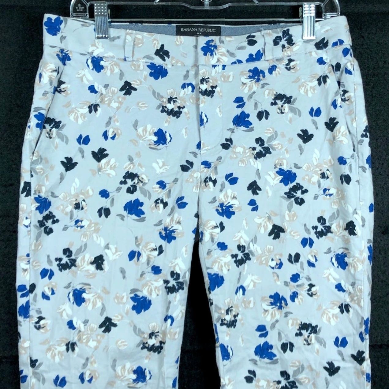 Banana Republic Banana Republic Womens Pants 4P Petite Floral Gray Blue Hampton Fit Stretch Size 27" / US 4 / IT 40 - 2 Thumbnail