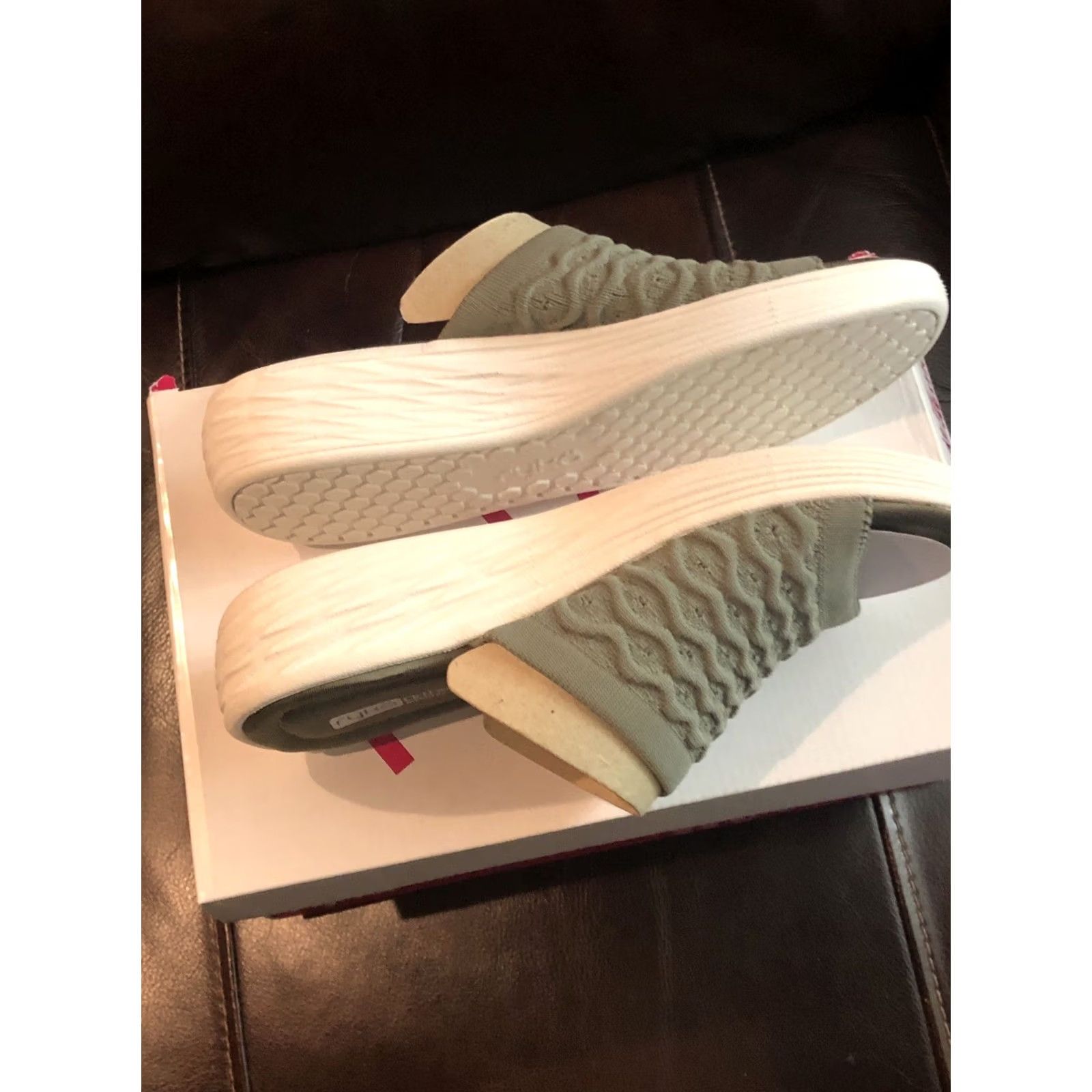 Vintage Ryka Women Stretch Knit Slides Wedges Nanette Green Sz 9M Ortholite Memory Foam Sandal Size US 9 / IT 39 - 6 Thumbnail