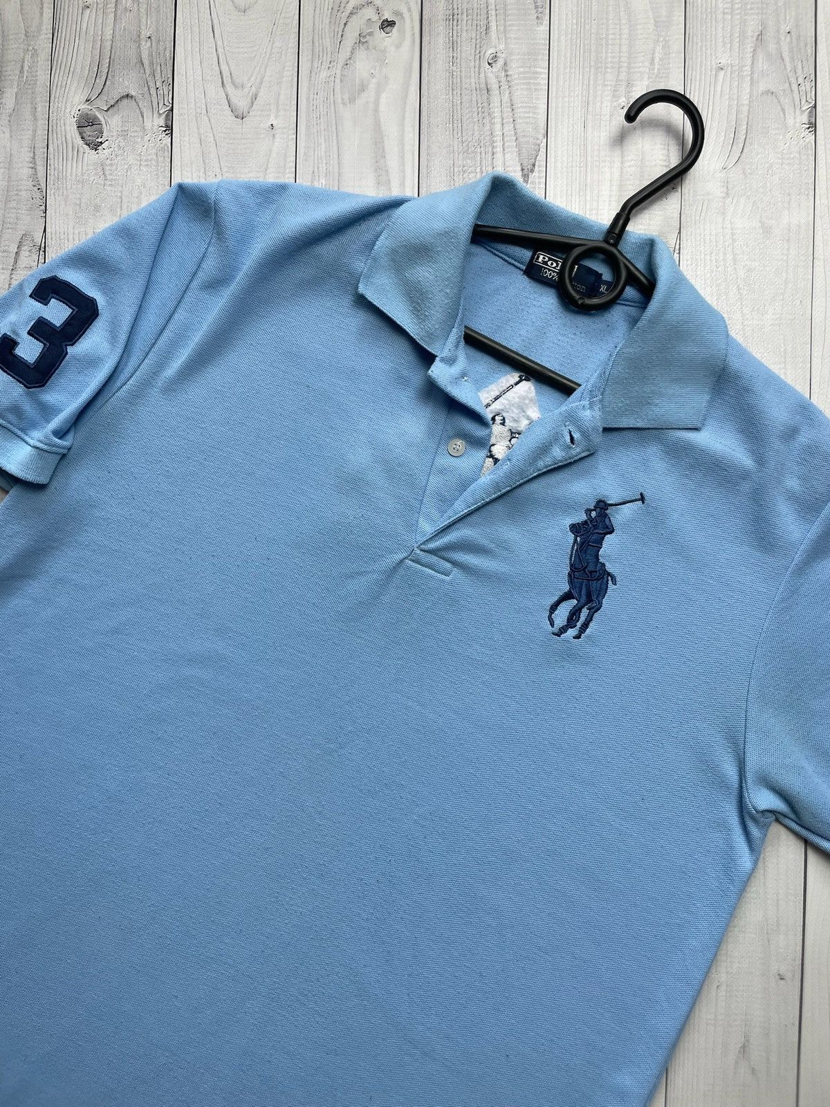 Vintage Vintage polo Ralph Lauren blue big logo size XL rare Size US XL / EU 56 / 4 - 3 Thumbnail