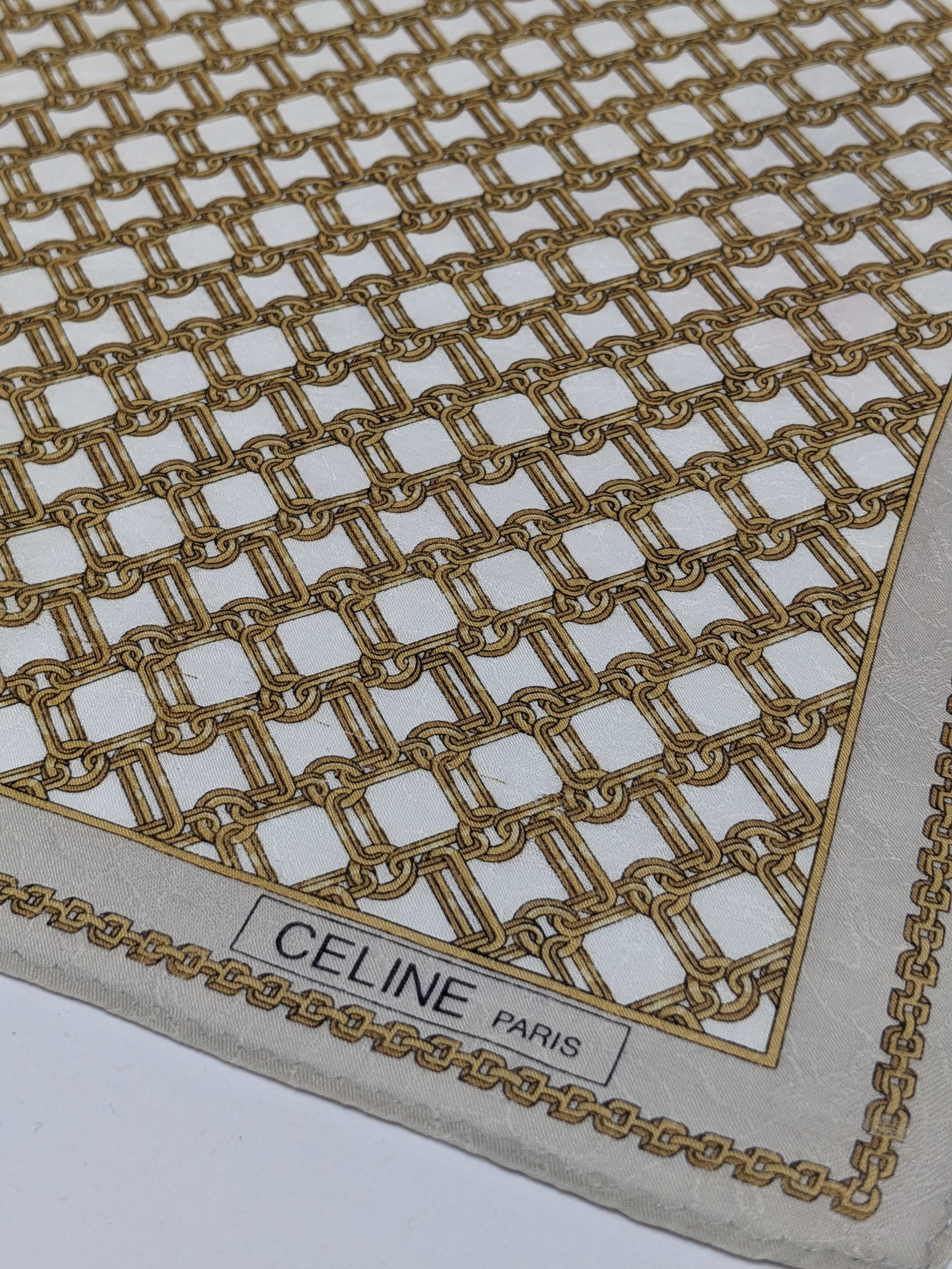 Celine VINTAGE CELINE PARIS EQUESTRIAN CHAIN SILK HANDKERCHIEF Size ONE SIZE - 2 Thumbnail