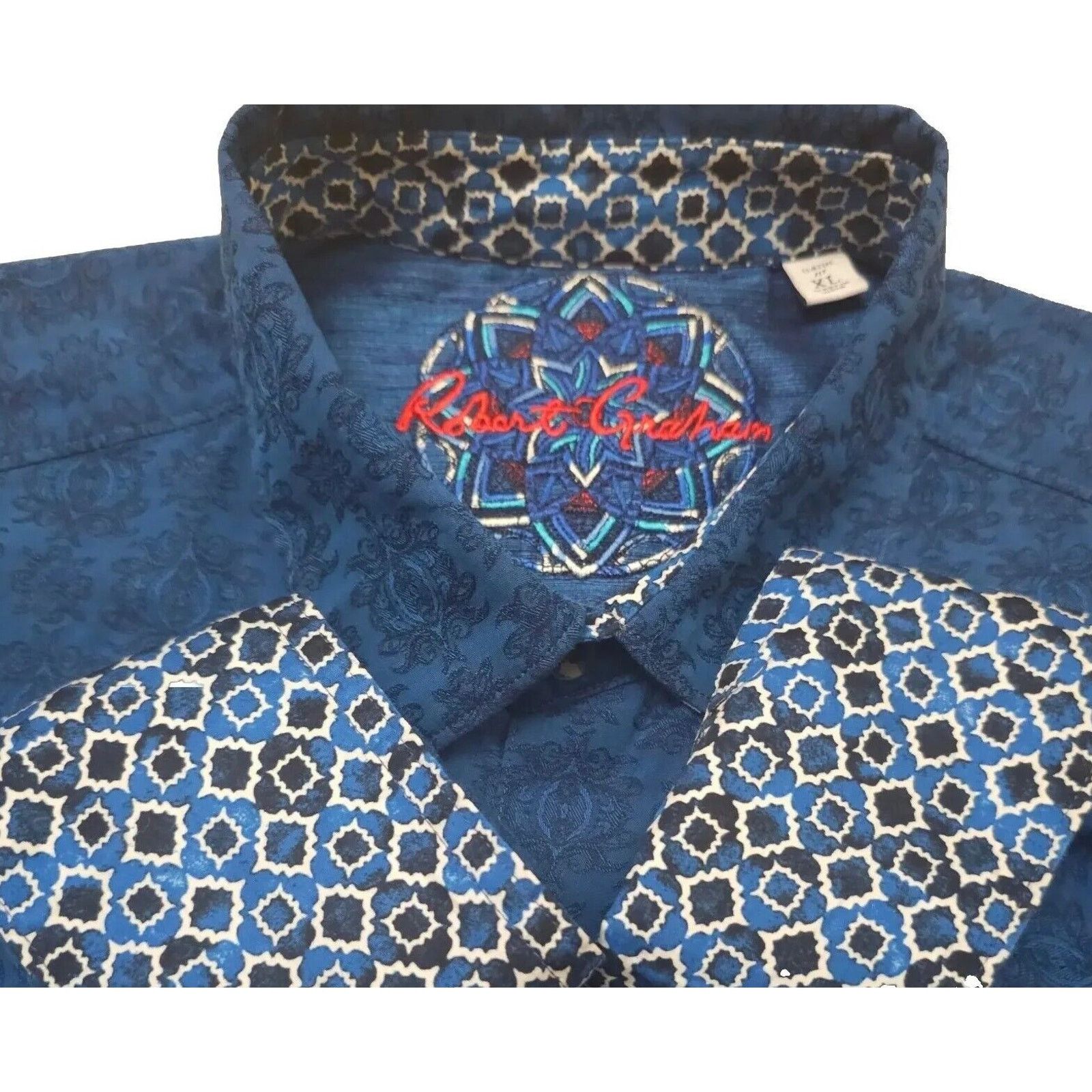 Robert Graham Robert Graham Cullen Jacquard Shirt Button Up Flip Cuff Size US XL / EU 56 / 4 - 6 Thumbnail