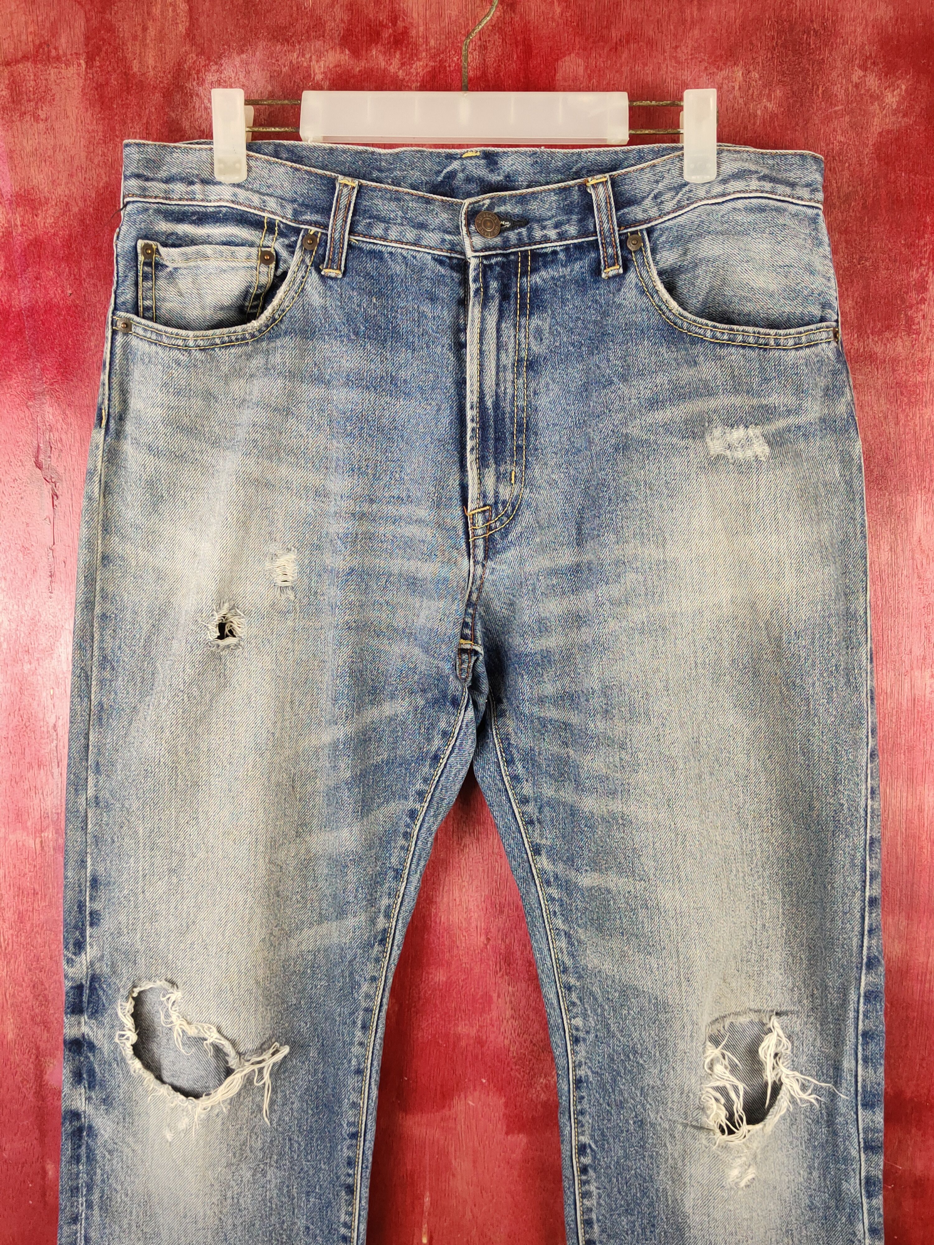 GU GU Blue Faded Distressed Ripped Jeans #S2245 Size US 34 / EU 50 - 2 Thumbnail