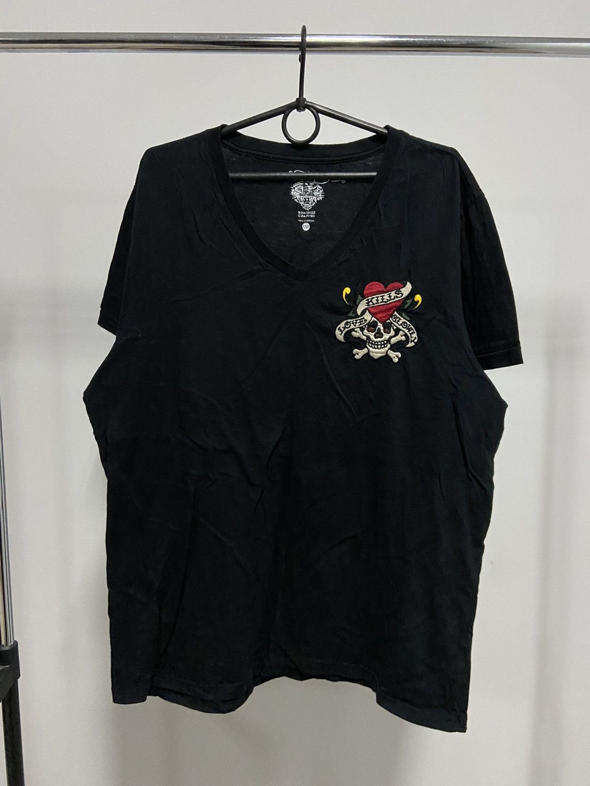 Ed Hardy × Vintage Ed Hardy T Shirt Vintage Big Logo Tattoo skull 💀 Size US XXL / EU 58 / 5 - 2 Thumbnail