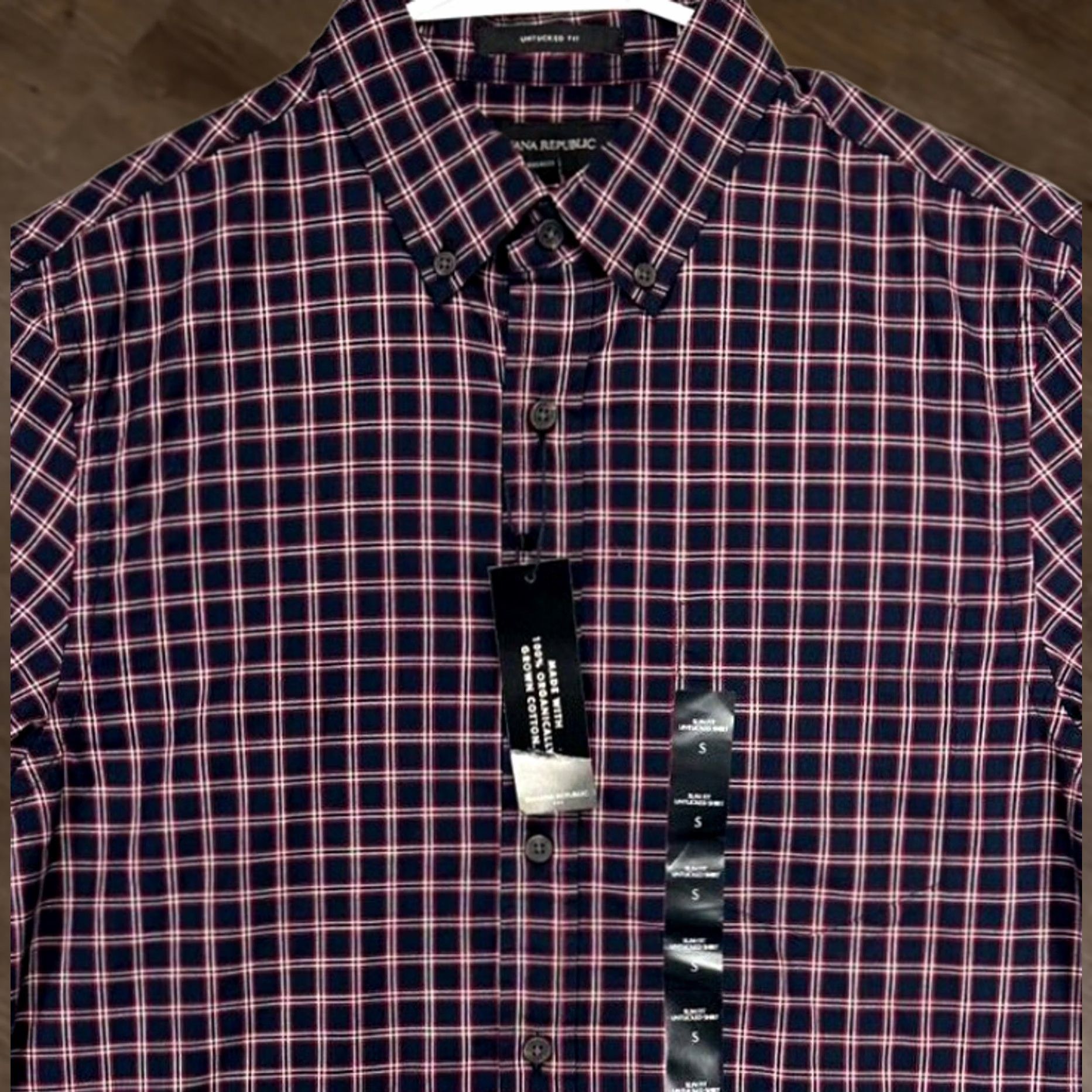 Banana Republic Banana Republic Untucked Fit Shirt Men Small Plaid Button-Down Long Sleeve NEW Dark Navy Red White Calico Casual Mens Clothing Size US S / EU 44-46 / 1 - 1 Thumbnail