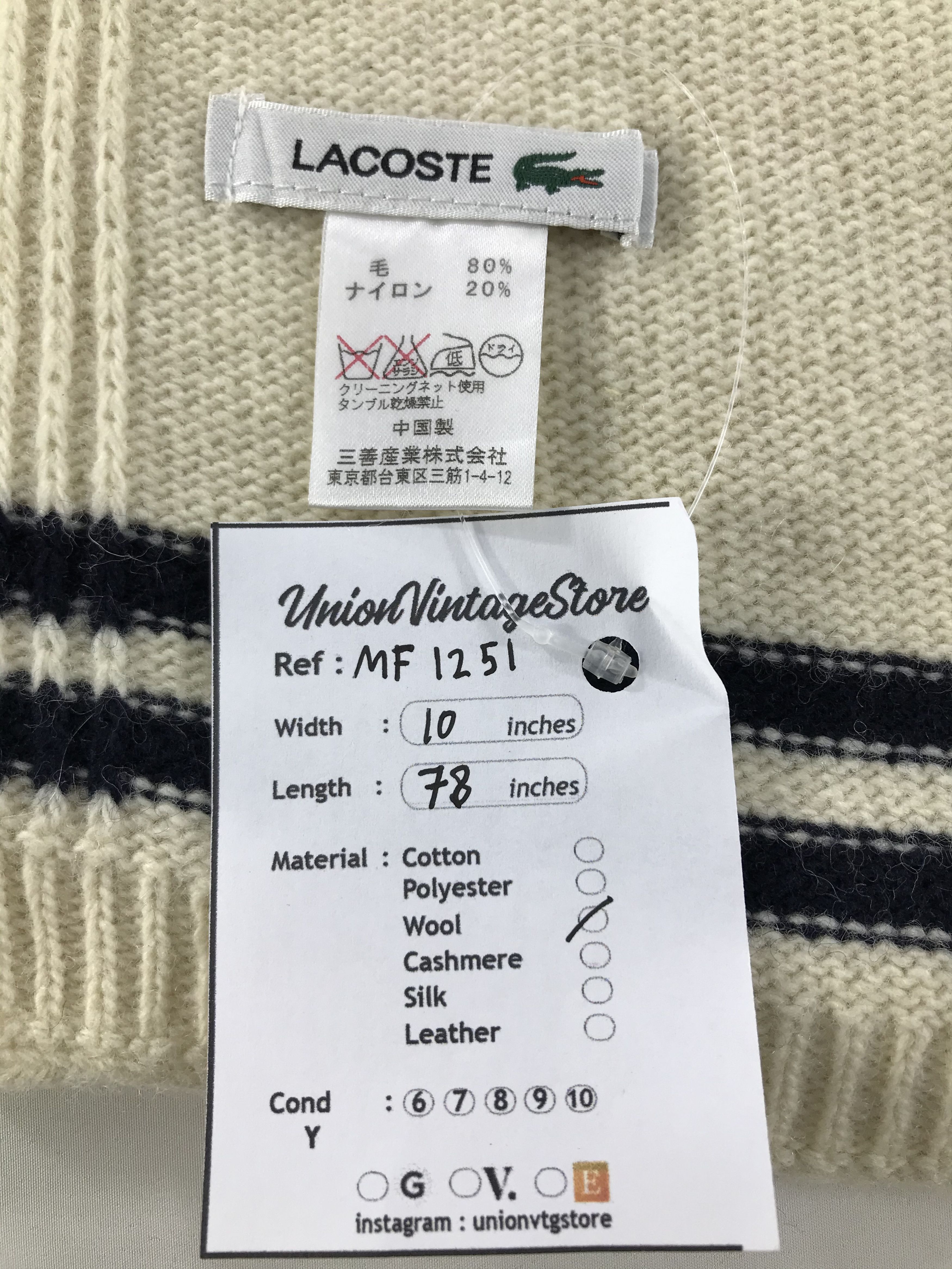 Lacoste Vintage Lacoste Scarf/Muffler/Neckwear MF1251 Size ONE SIZE - 5 Thumbnail