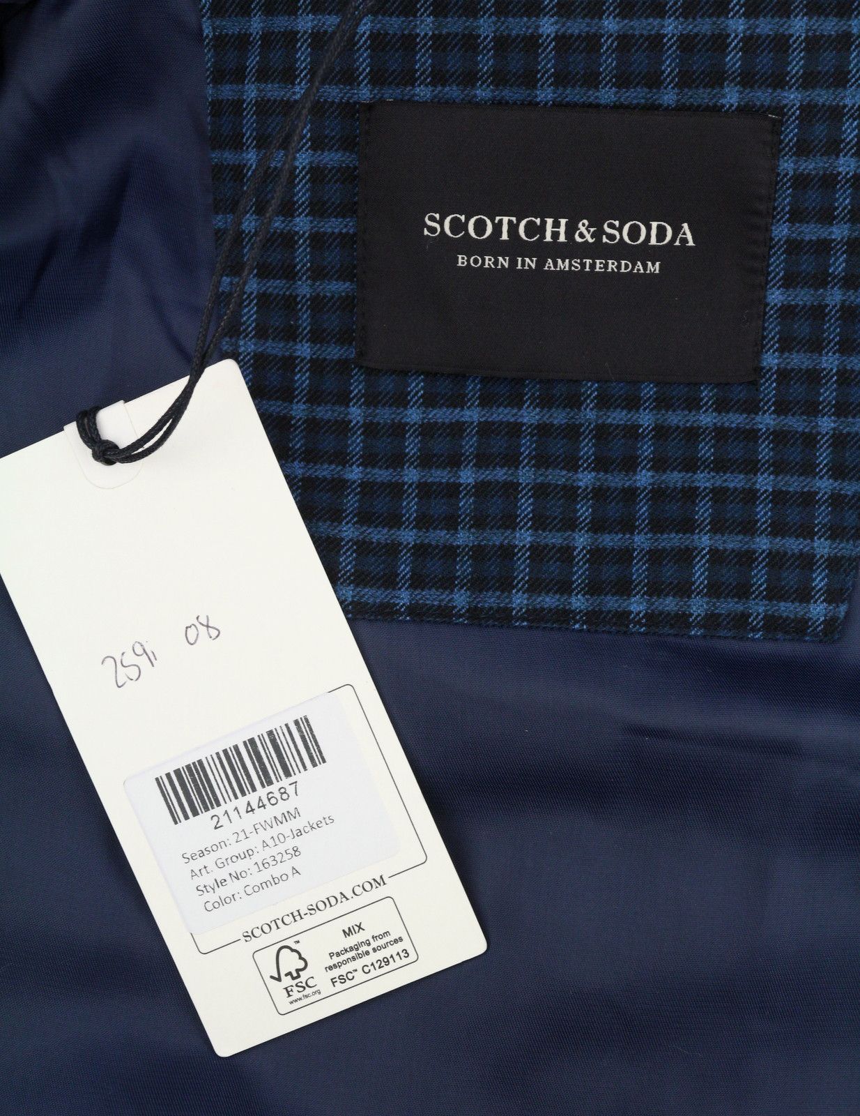 Scotch & Soda M Blue Check Padded Hooded Zip Jacket 88480 Size US M / EU 48-50 / 2 - 10 Thumbnail