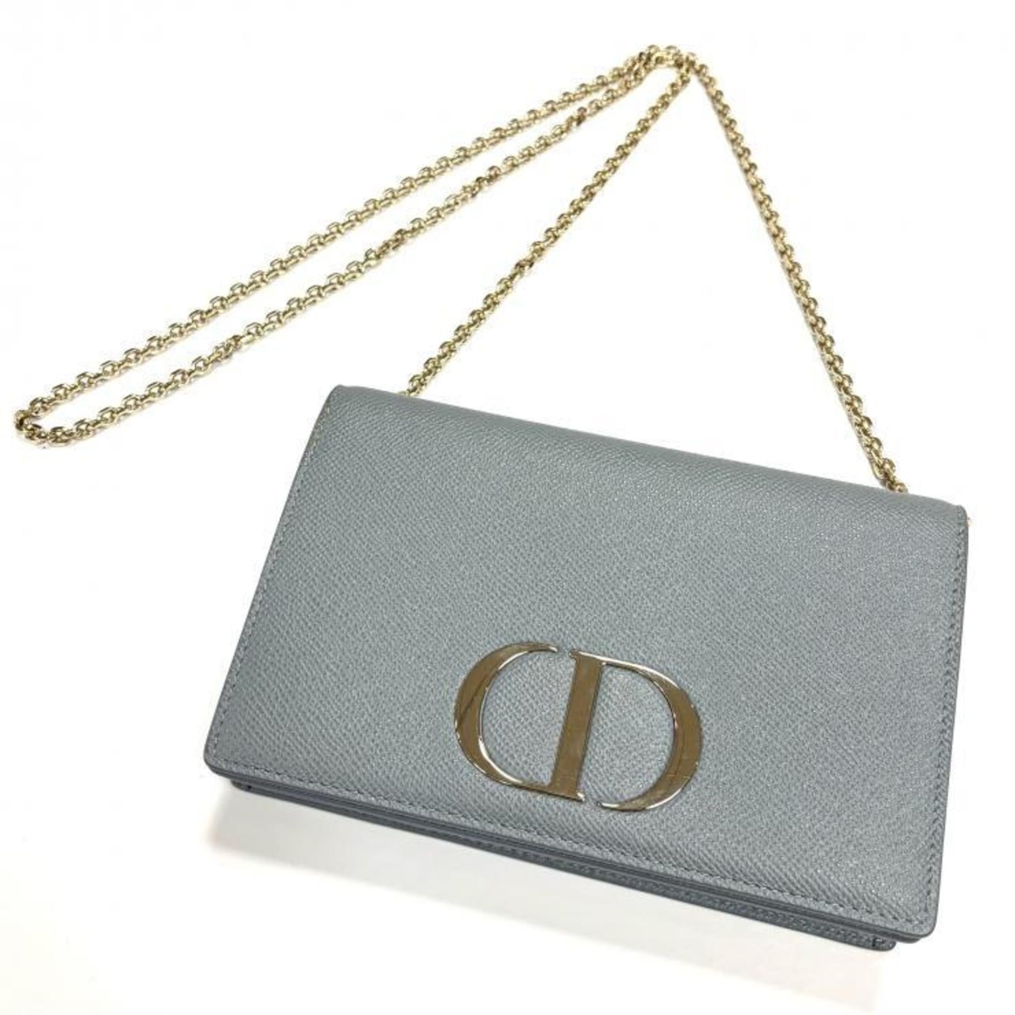 Dior Christian Dior Leather 30 Montaigne Shoulder Bag in Gray with Chain Wallet Size ONE SIZE - 1 Thumbnail