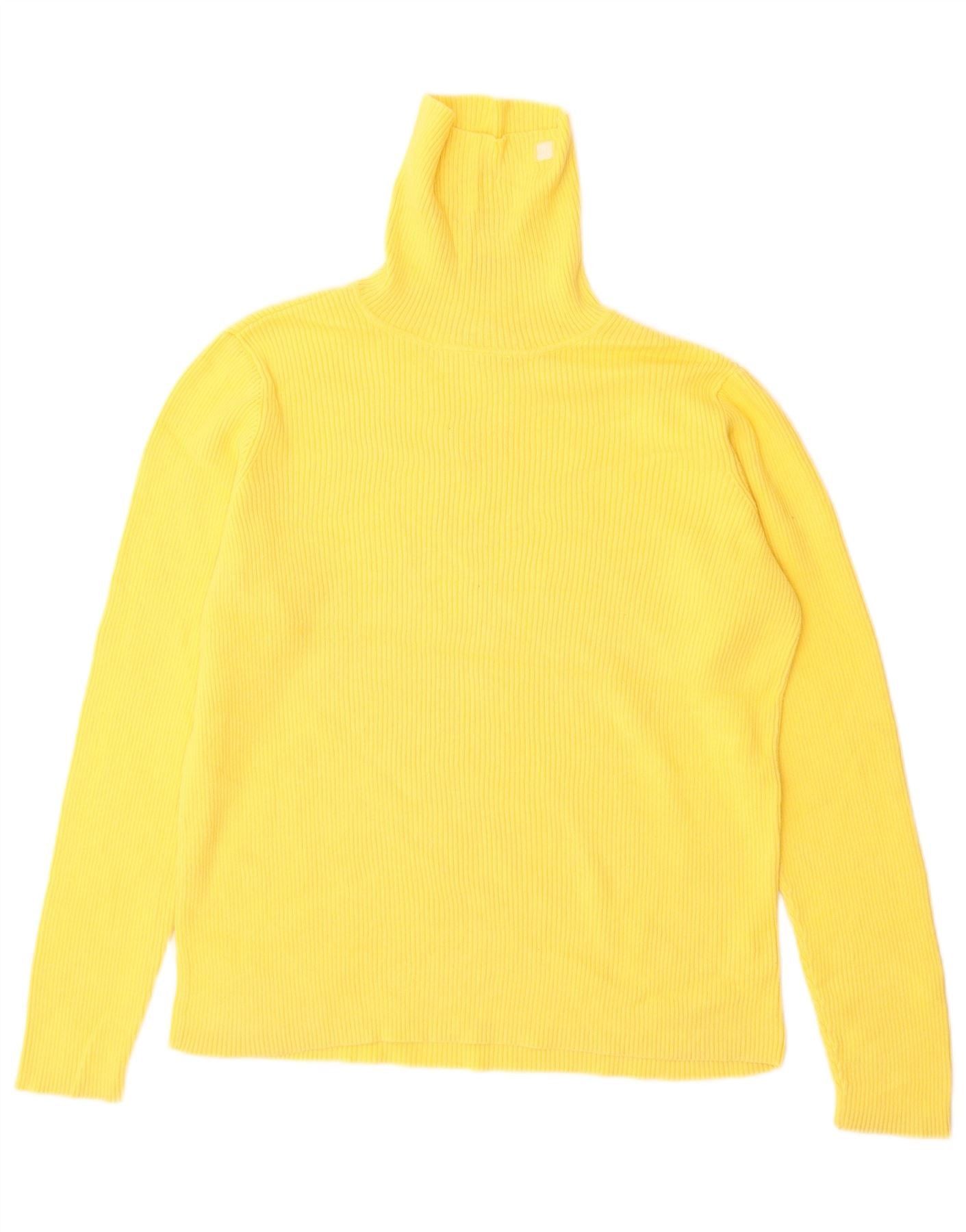 Ralph Lauren Womens Roll Neck Jumper Sweater UK 14 Large Yellow Cotton Size S / US 4 / IT 40 - 1 Thumbnail