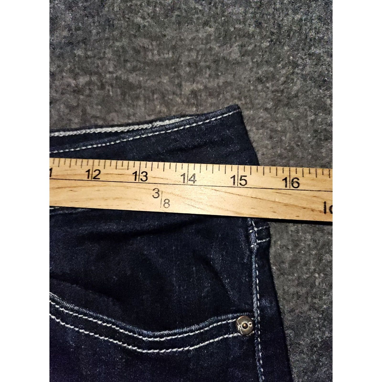 Vintage Kancan High Rise Skinny Ankle Jeans Women's 13/30 Frayed Hem Stretch Preppy Jeans Blue Denim City 90s Womens Size 34" / US 12 / IT 48 - 4 Thumbnail