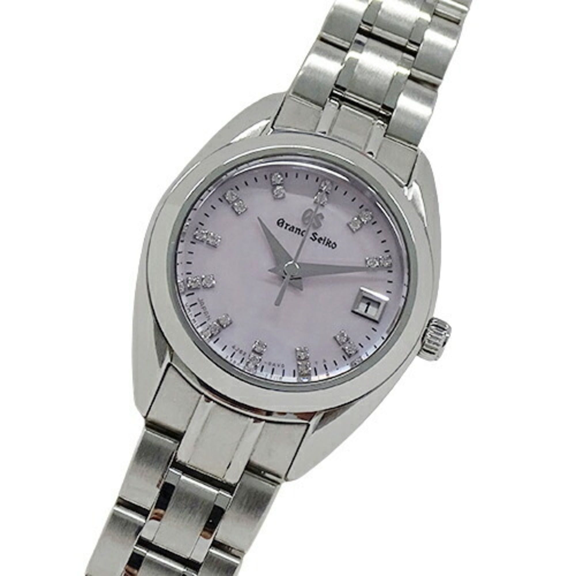 image of Grand Seiko 4J52-0Ac0 Stgf277 Watch Ladies Pink Shell Diamond Quartz Stainless Steel Ss Silver Poli