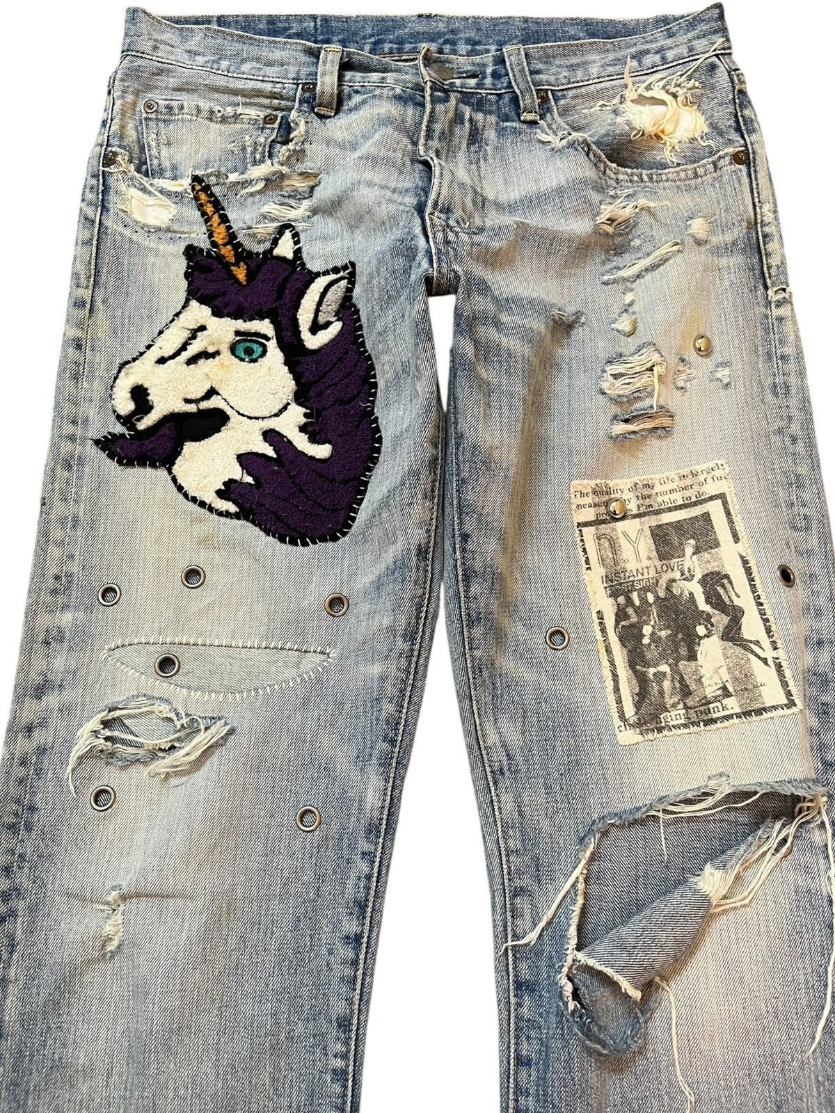 If Six Was Nine Vintage RNA Slang Patchwork Embroidery Grunge Denim Size US 32 / EU 48 - 2 Thumbnail
