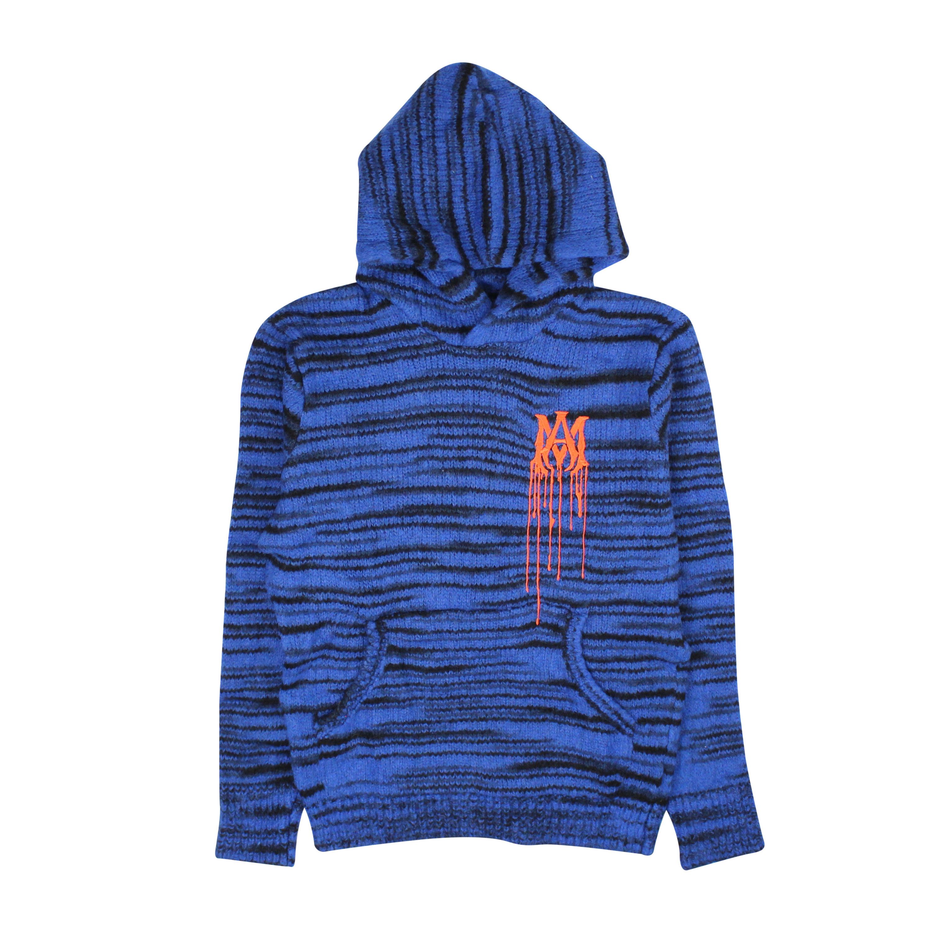 Image of Amiri Space Dye Hoodie -Drip Ma Logo Blue Hoodie Sweatshirt Size Xl, Men's