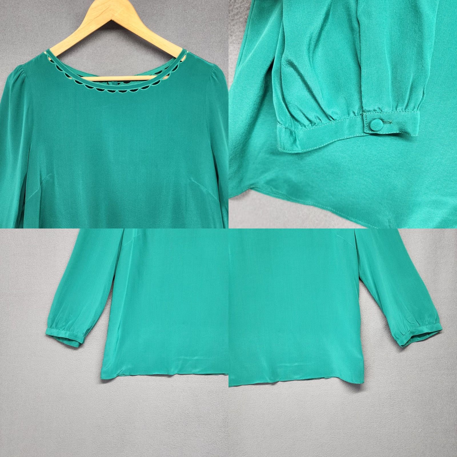 Vintage VINTAGE J Crew Blouse Top Womens 8 Green Silk Blouse Office Career NEW Size M / US 6-8 / IT 42-44 - 8 Thumbnail