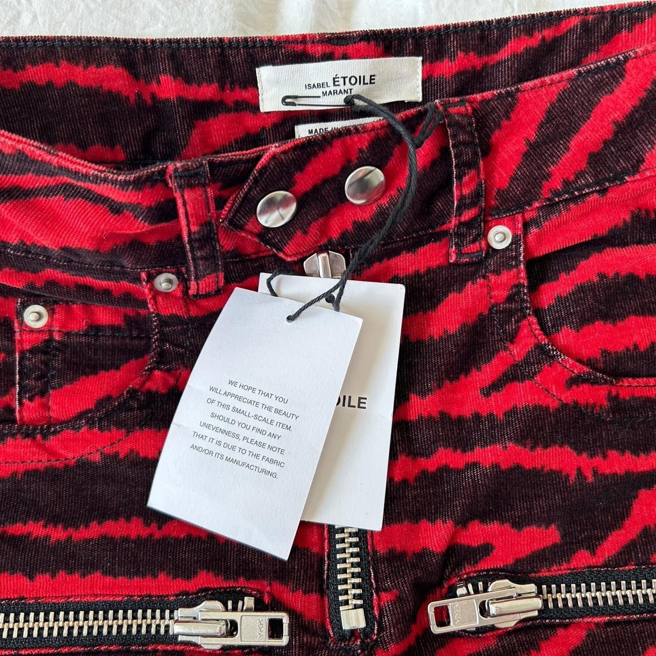 Isabel Marant Etoile Isabel Marant Étoile Red Zebra Print Moto Corduroy Pants Size 26" / US 2 / IT 38 - 6 Thumbnail