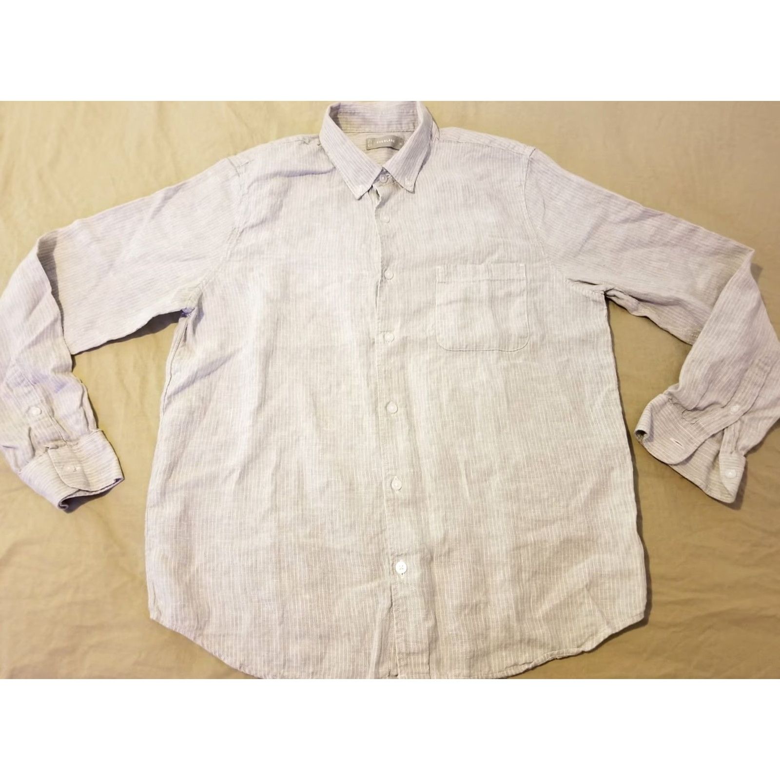 Everlane VINTAGE? No — Everlane Linen Dress Shirt M Medium Gray Button-Up Shirt Mens Regular Collar-Down Long Sleeve Casual連 Size 40R - 2 Thumbnail