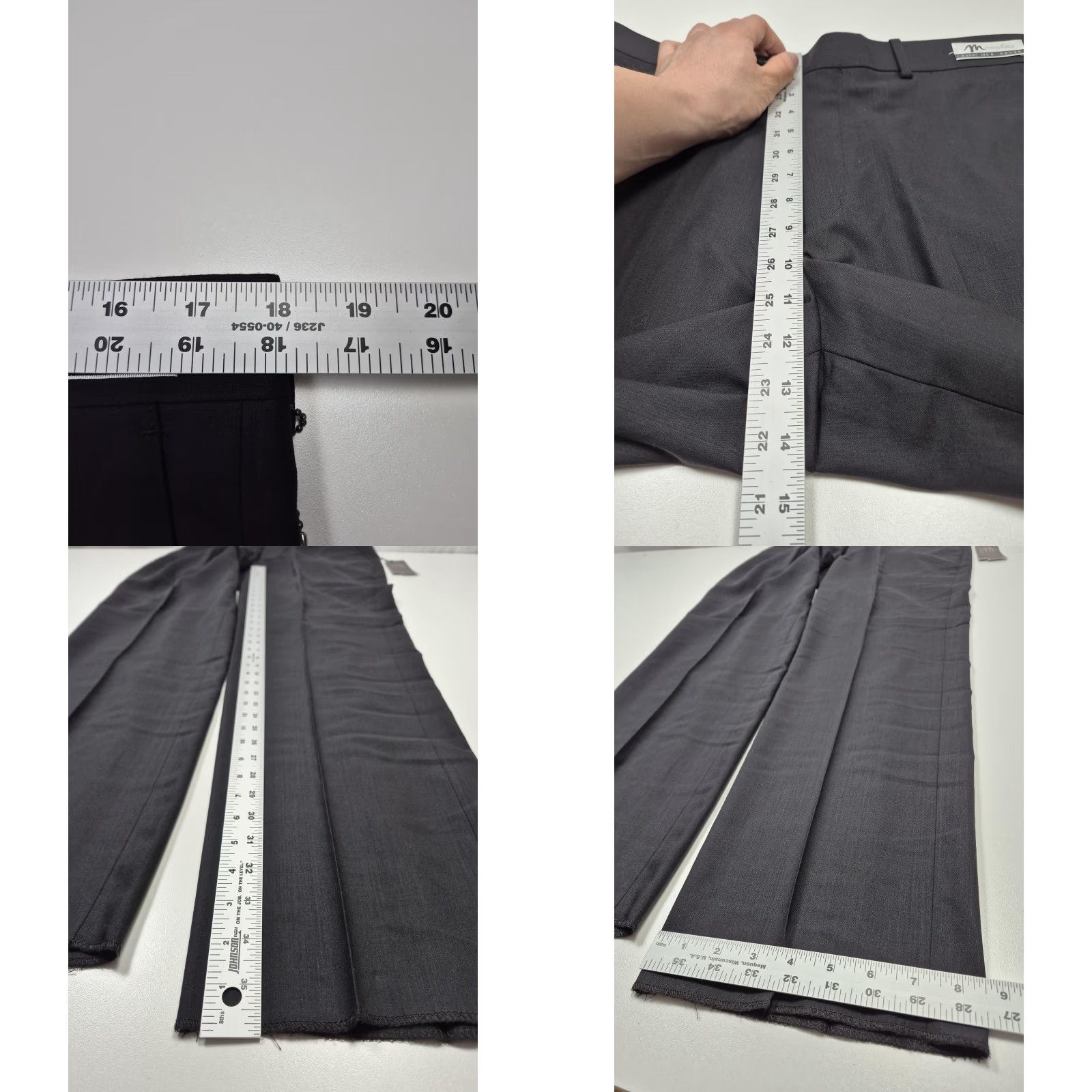 Vintage Montefino Dress Pants Mens 36x36 Black Wool Flat Front Unhemmed Super 120's NWT Size US 36 / EU 52 - 8 Thumbnail