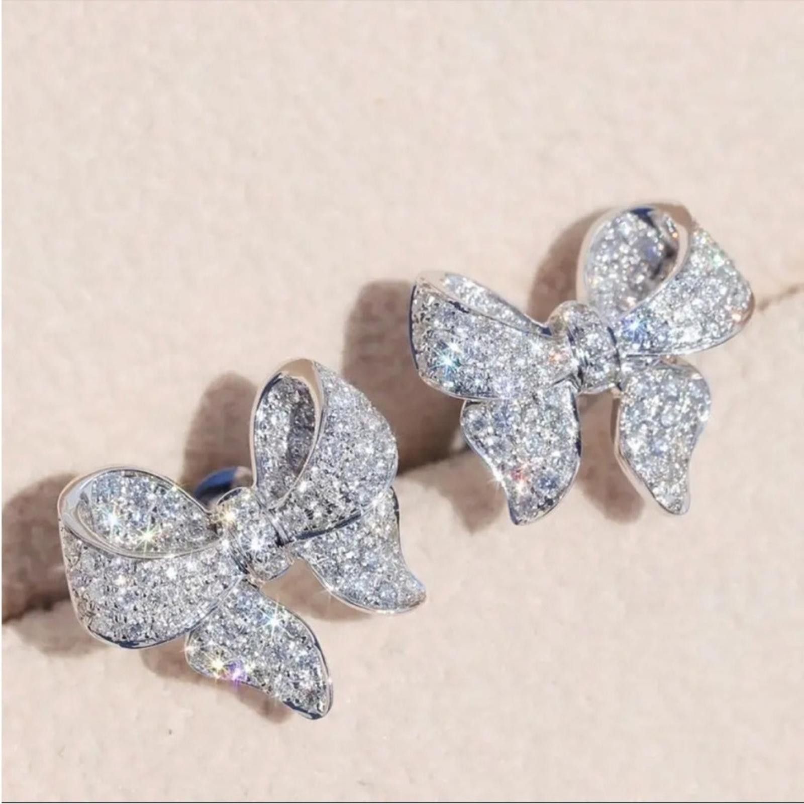 Designer 0.5 Ct Round Cut Simulated Diamond Bow Knot Stud Earrings Size ONE SIZE - 3 Thumbnail