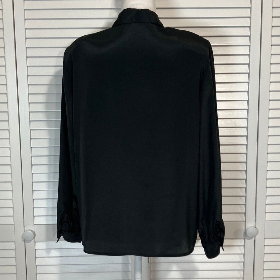 Other Liquid Silk Peters & Ashley Vintage Black Women Blouse 8 Size M / US 6-8 / IT 42-44 - 2 Thumbnail