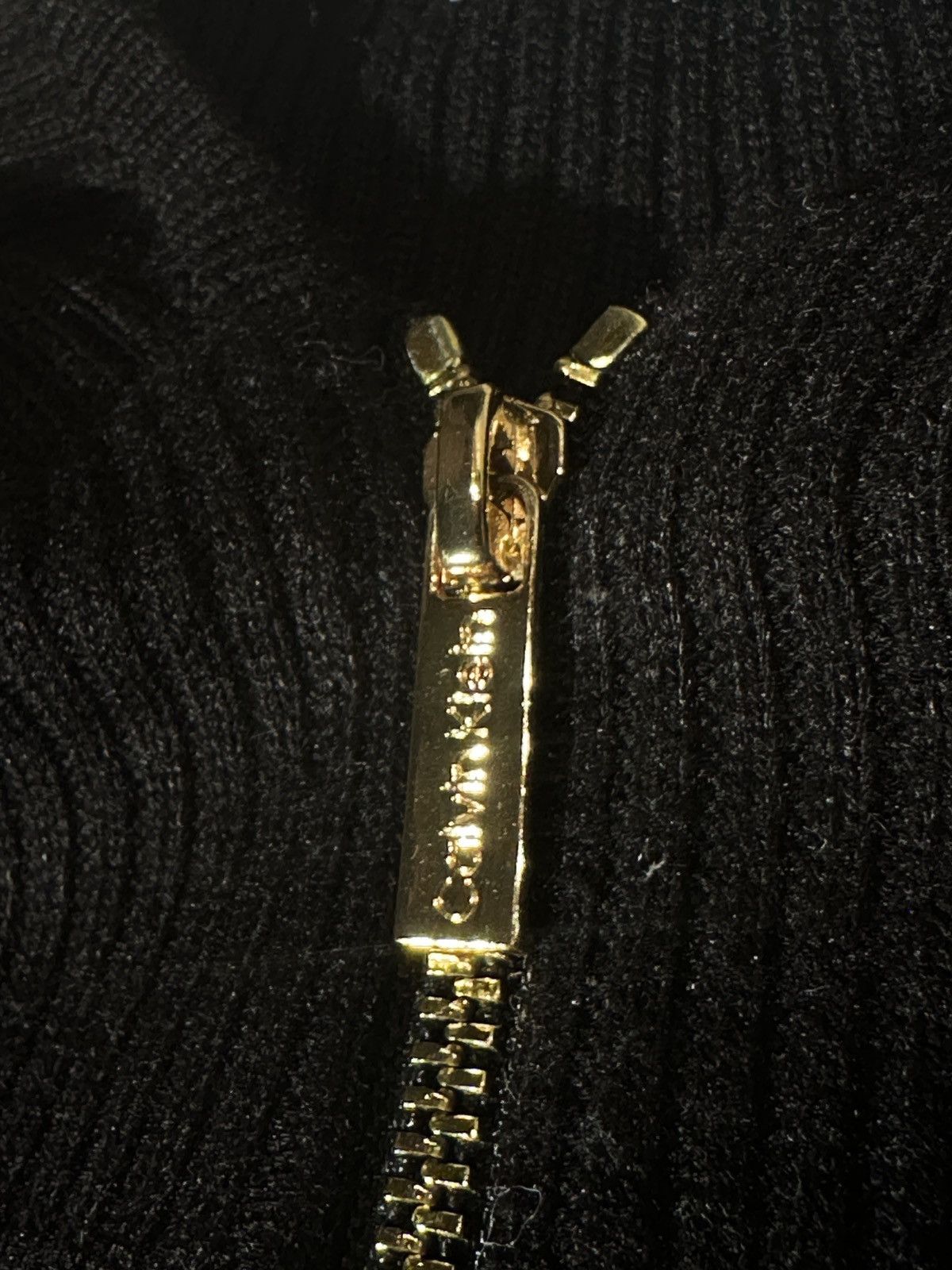 Calvin Klein Gold Accent Ribbed Zip-Up Cardigan Size M / US 6-8 / IT 42-44 - 6 Thumbnail