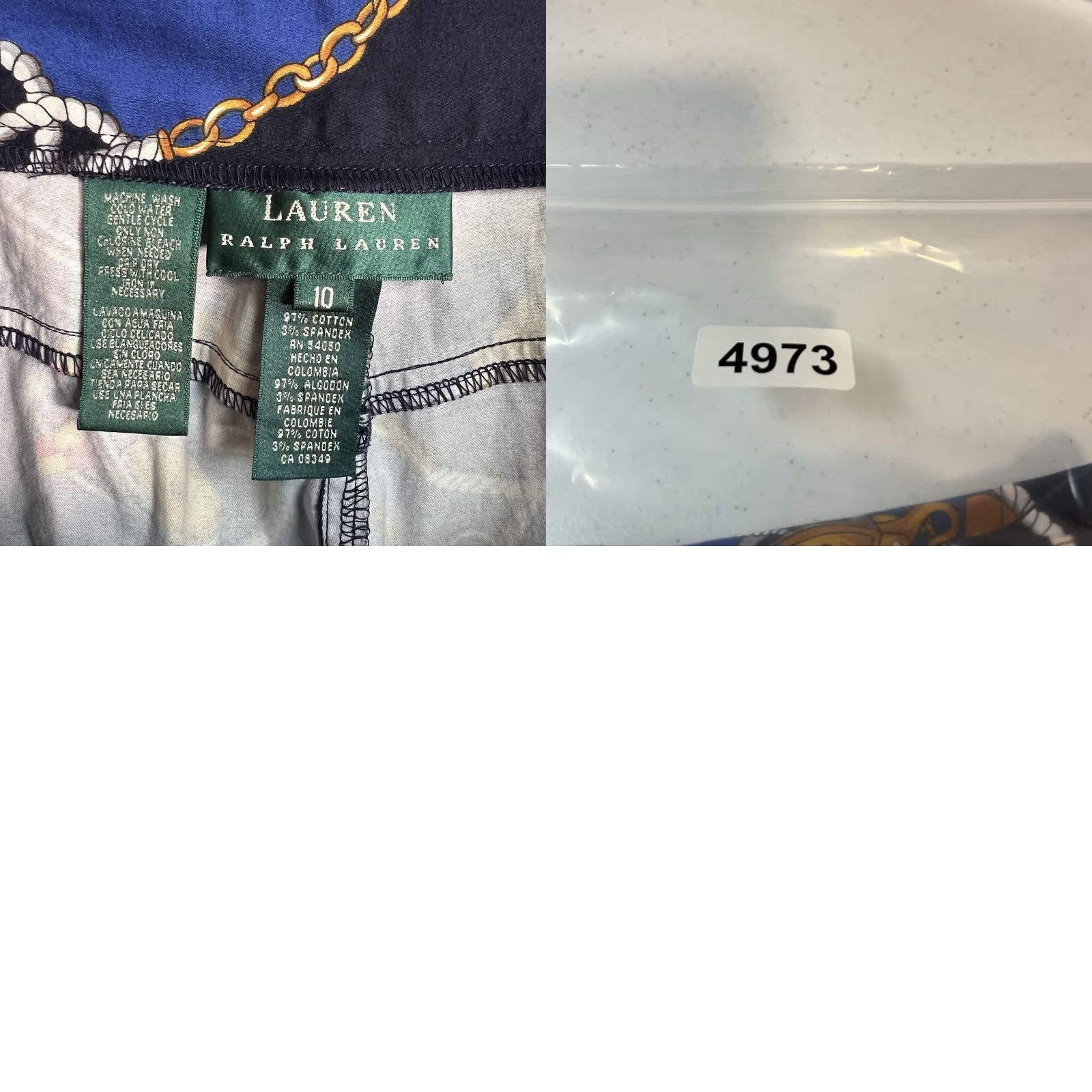 Ralph Lauren VINTAGE Lauren Ralph Lauren Pants Womens Size 10 Blue Black Straight Leg Chino Flat Front Cotton Blend Inseam 26 in Size 32" / US 10 / IT 46 - 8 Thumbnail