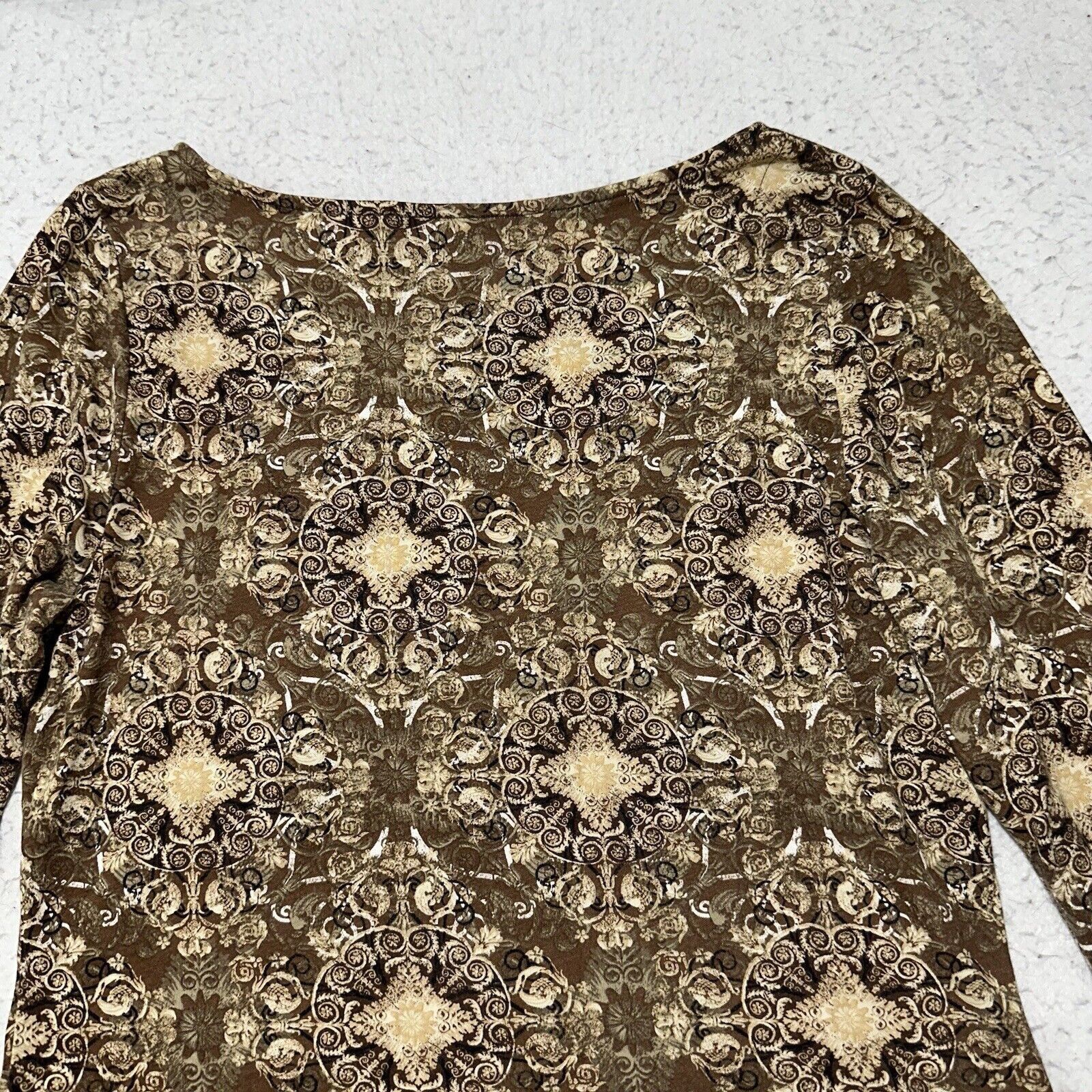Other Axcess Medium Brown Paisley Floral Long Sleeve T Shirt Top Size M / US 6-8 / IT 42-44 - 10 Thumbnail