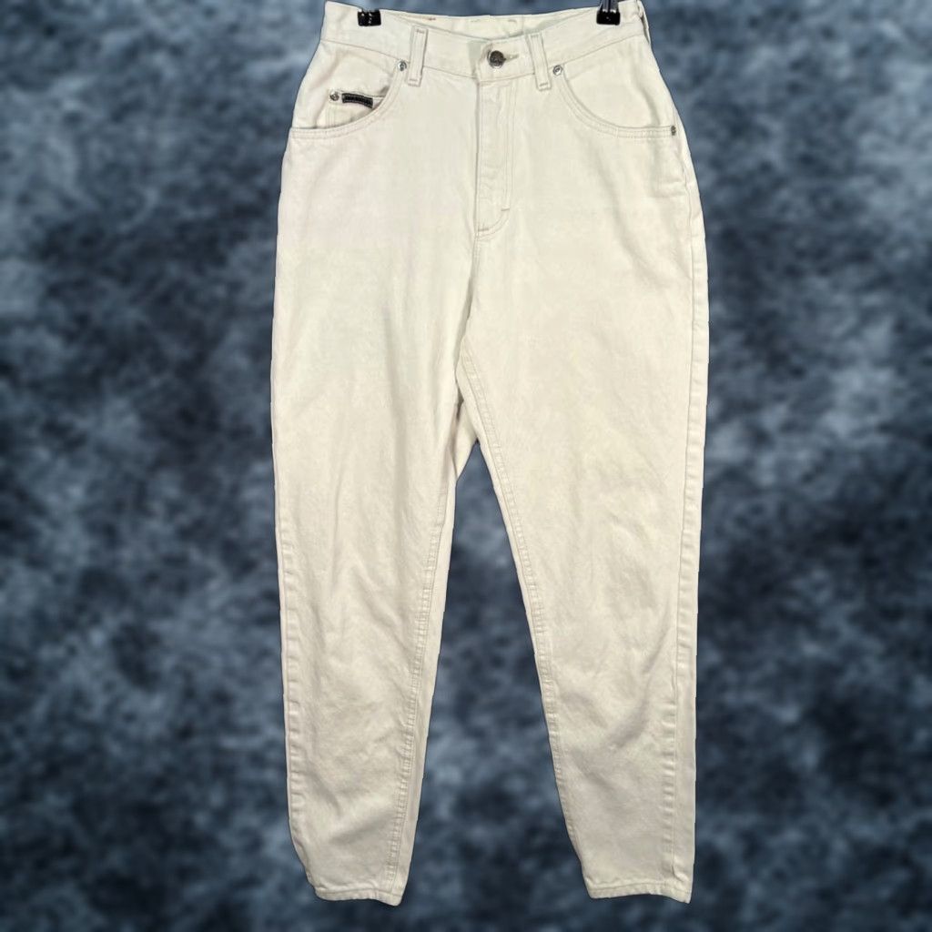 Lee Lee Womens Jeans 24 White Denim Straight 5-Pocket High Rise Vintage No (Adults) Size 42" / US 20 - 1 Thumbnail