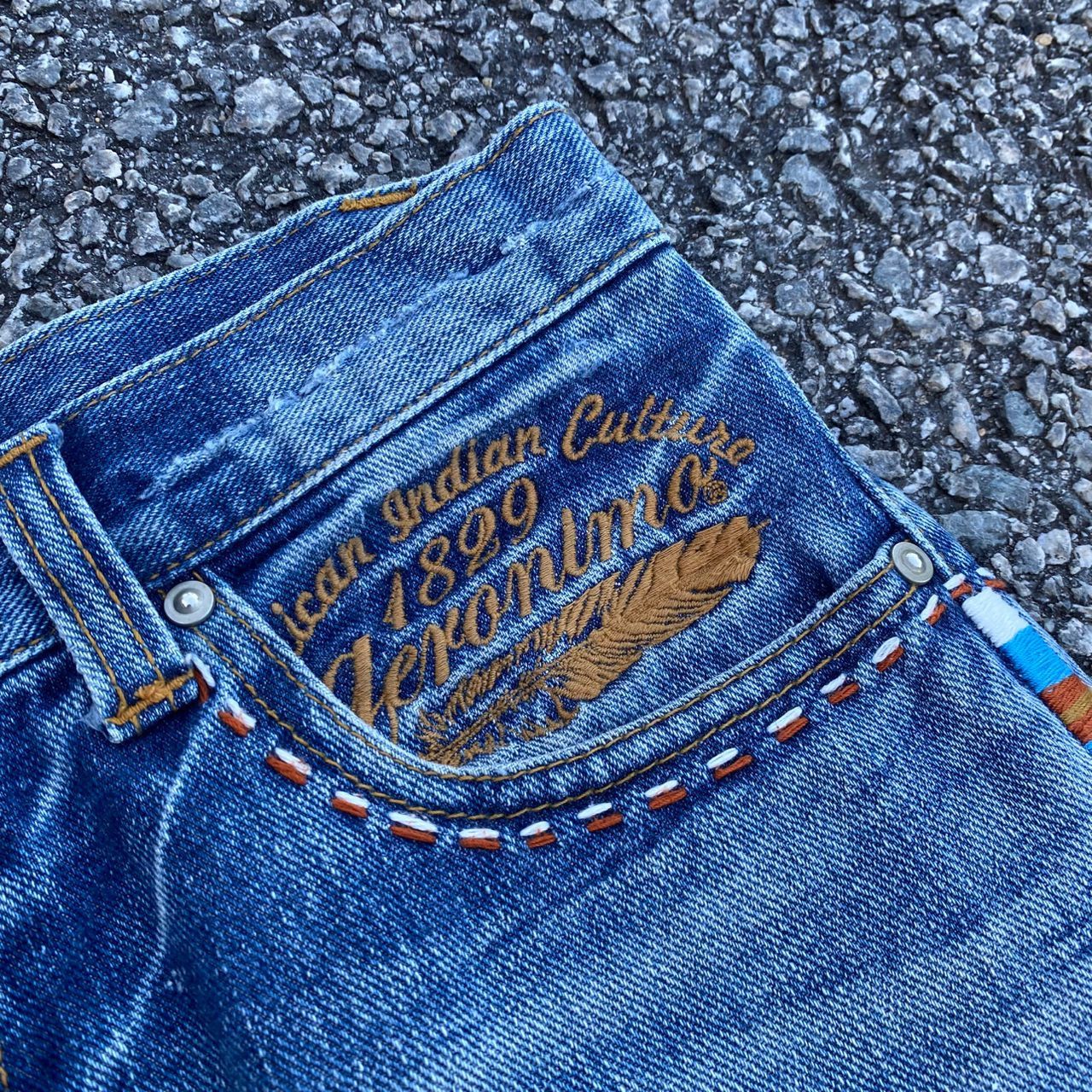 Japanese Brand Vintage Geronimo Indiana American Culture Flare Denim Size US 31 - 11 Thumbnail