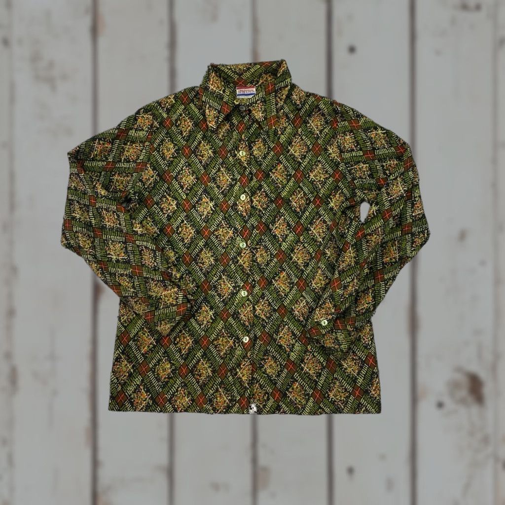 Vintage VINTAGE PYKETTES MOD Top Shirt Women S/M Green Floral Dagger Collar 70s 1970s Size S / US 4 / IT 40 - 1 Thumbnail