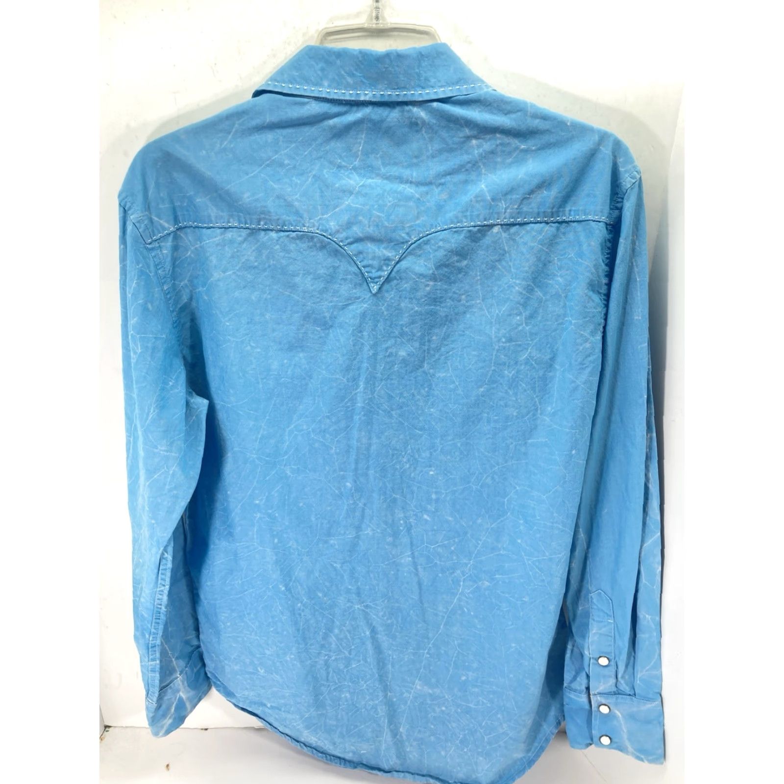 Vintage VINTAGE Rock Roll Cowboy Pearl Snap Shirt Men Small Turquois Blue Long Sleeve Western Mens S Blue 20 Across Chest 28 Shoulders to Waist Size US S / EU 44-46 / 1 - 7 Thumbnail