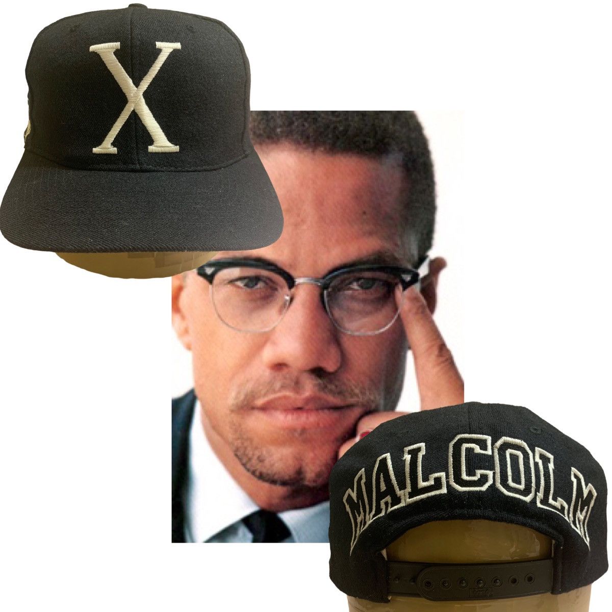 💎 Malcolm X Blockhead American Needle Snapback Hat Vintage 💎
