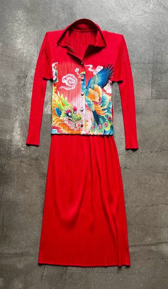 Issey Miyake ISSEY MIYAKE 1998 Dragon & Phoenix Top (Set with Skirt) Size L / US 10 / IT 46 - 2 Thumbnail