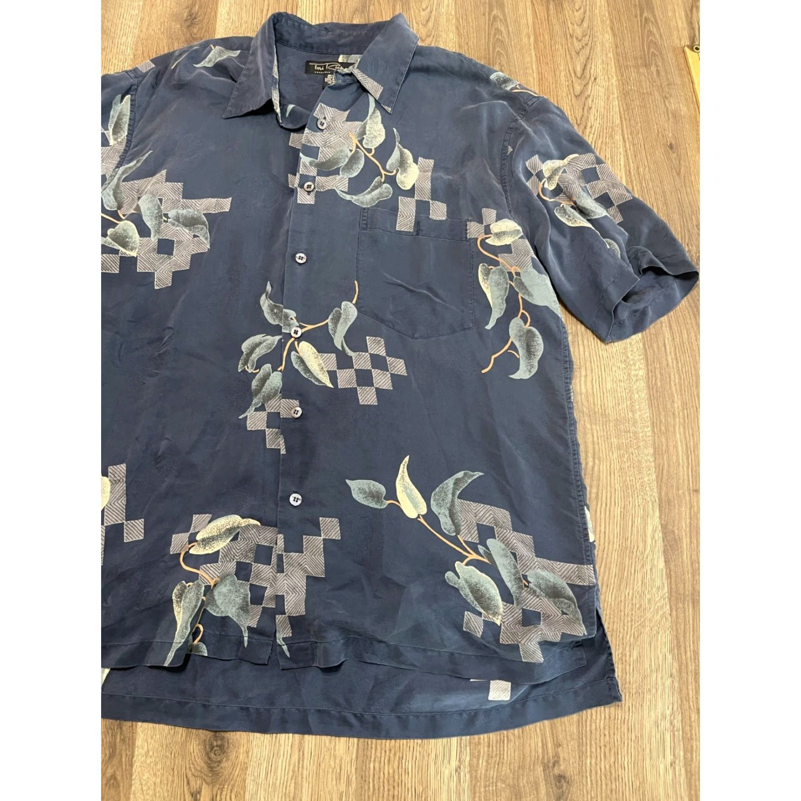 Tori Richard Tori Richard Shirt, Men's Large, Button-Up, Short Sleeve, Blue Green, Casual, Regular Fit, Men, Button Up Shirt Size US L / EU 52-54 / 3 - 4 Thumbnail