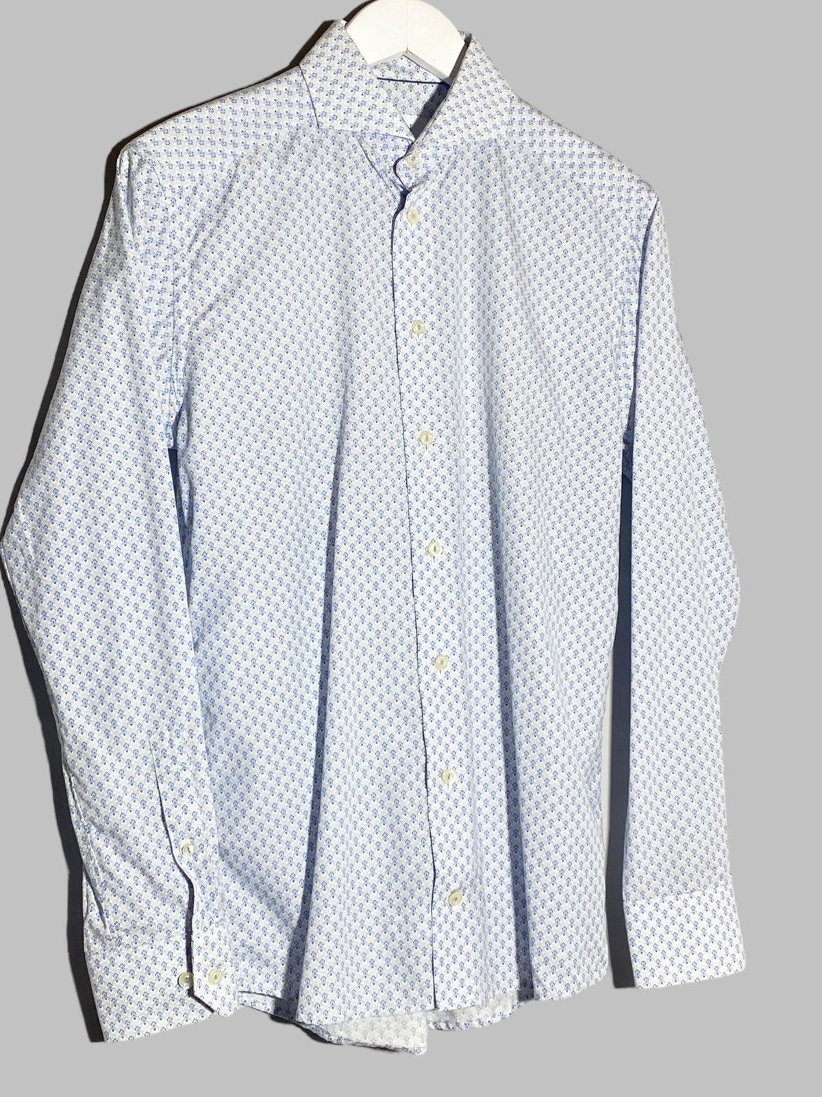 Eton Eton Slim Fit Filigree Pattern Poplin Cotton Shirt Size US M / EU 48-50 / 2 - 3 Thumbnail