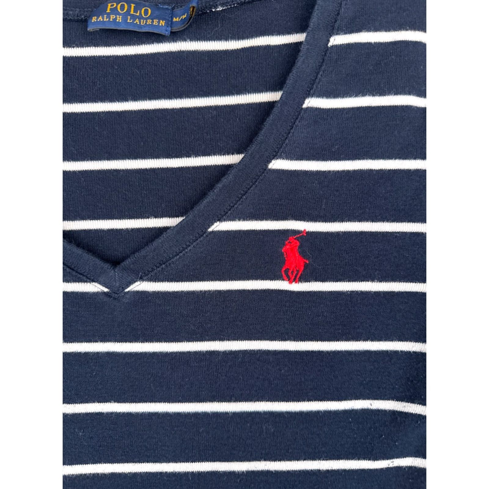 Polo Ralph Lauren Polo Ralph Lauren Shirt Juniors M Blue Stripe V-Neck Long Sleeve Cotton Size M / US 6-8 / IT 42-44 - 6 Thumbnail
