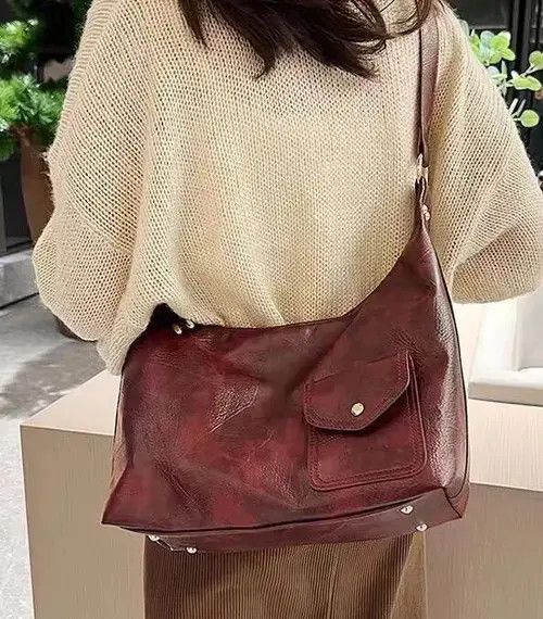 Goods × Leather Bag Burgundy trendy shoulder bag Size ONE SIZE - 3 Thumbnail