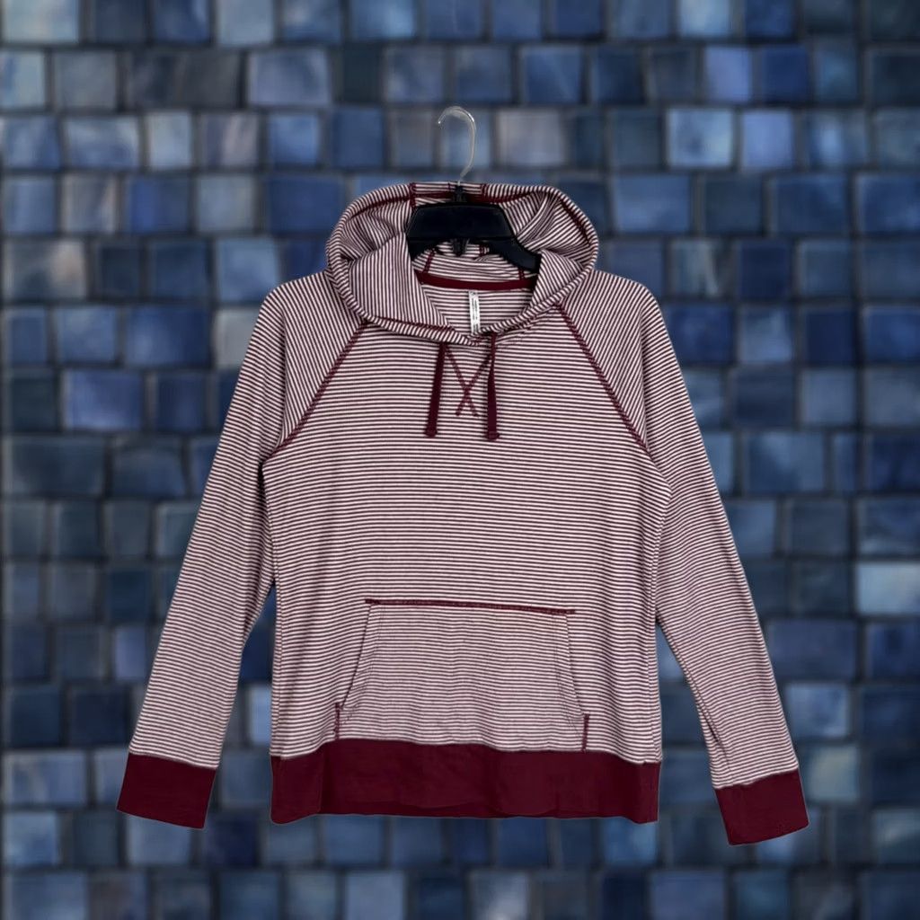 KangaROOS Kuhl Hoodie Womens Small Striped Knit Pullover Red Kangaroo Pocket Logo Casual Activewear Fall Mens Womens Girls Size S / US 4 / IT 40 - 1 Thumbnail