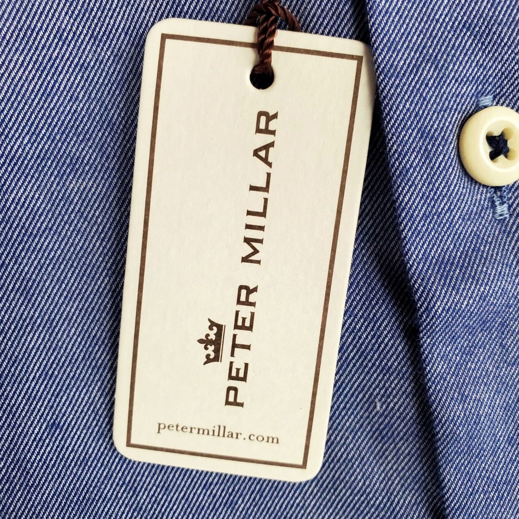 Peter Millar PETER MILLAR Shirt XL Blue Cotton Melange Twill Deadstock NEW 45 Mens Size US XL / EU 56 / 4 - 6 Thumbnail