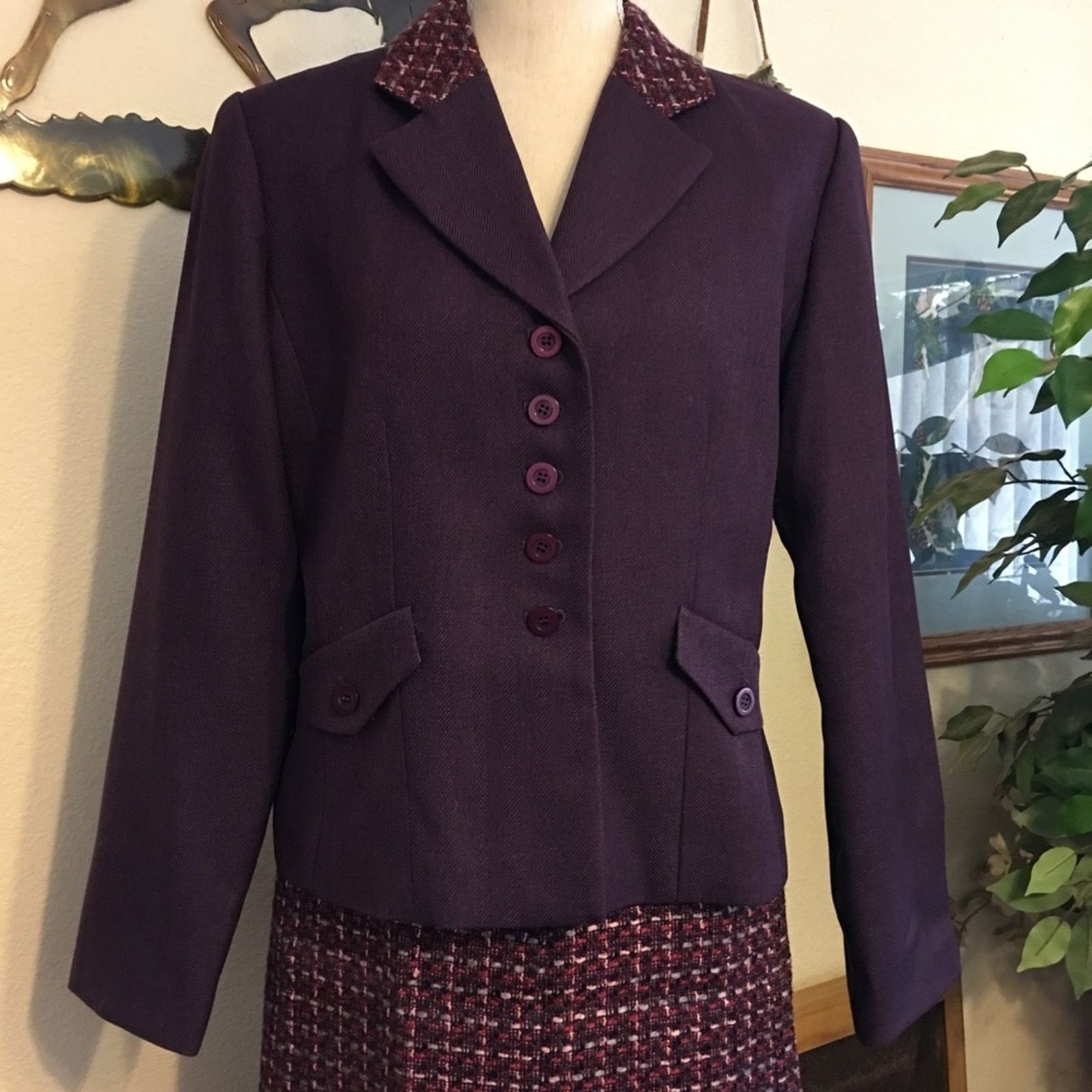 Vintage Vintage Clues Collections tweed skirt suit career Size L / US 10 / IT 46 - 1 Thumbnail