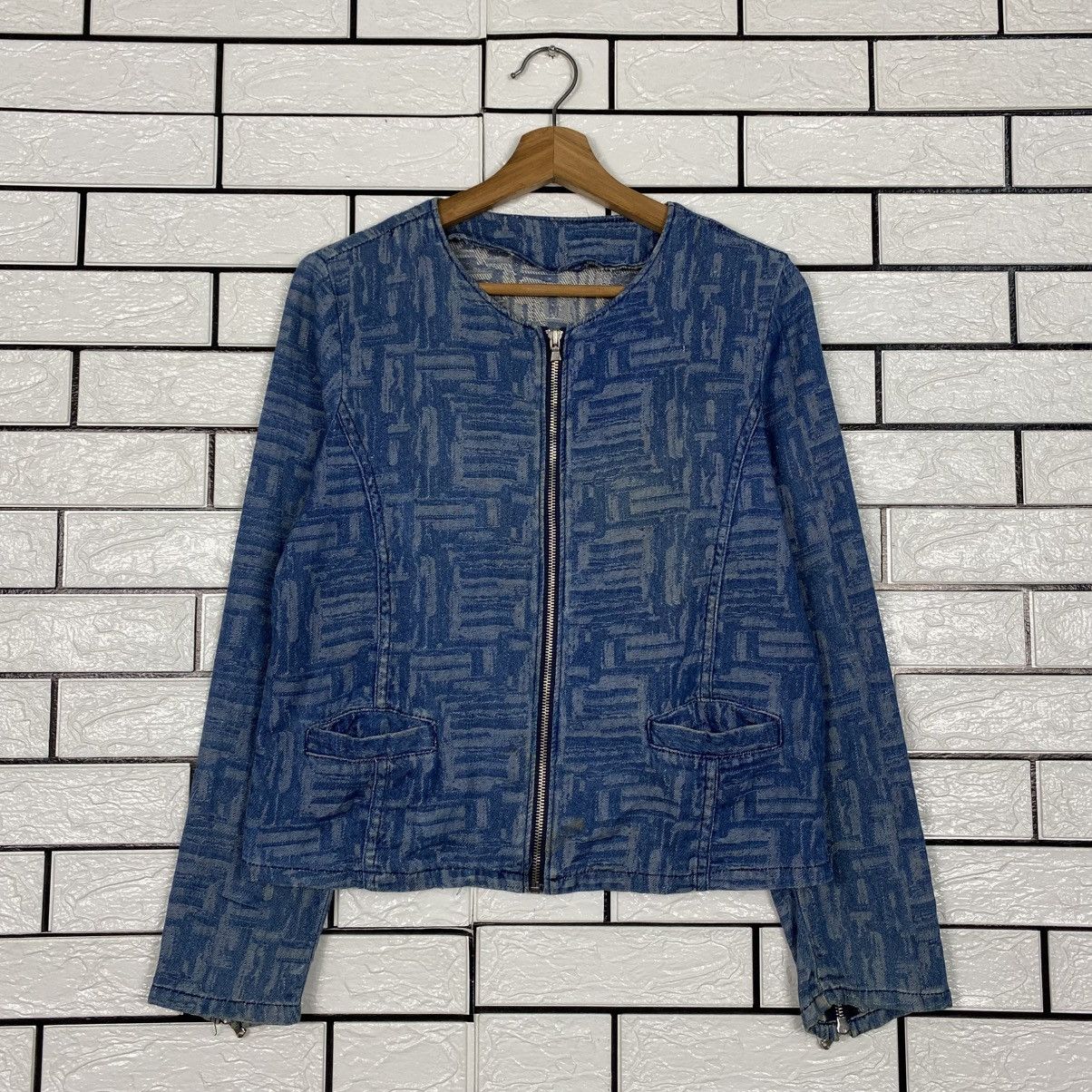 Japanese Brand Luchile Cropped Denim Zipper Jacket Biker Issey Miyake Size US M / EU 48-50 / 2 - 2 Thumbnail